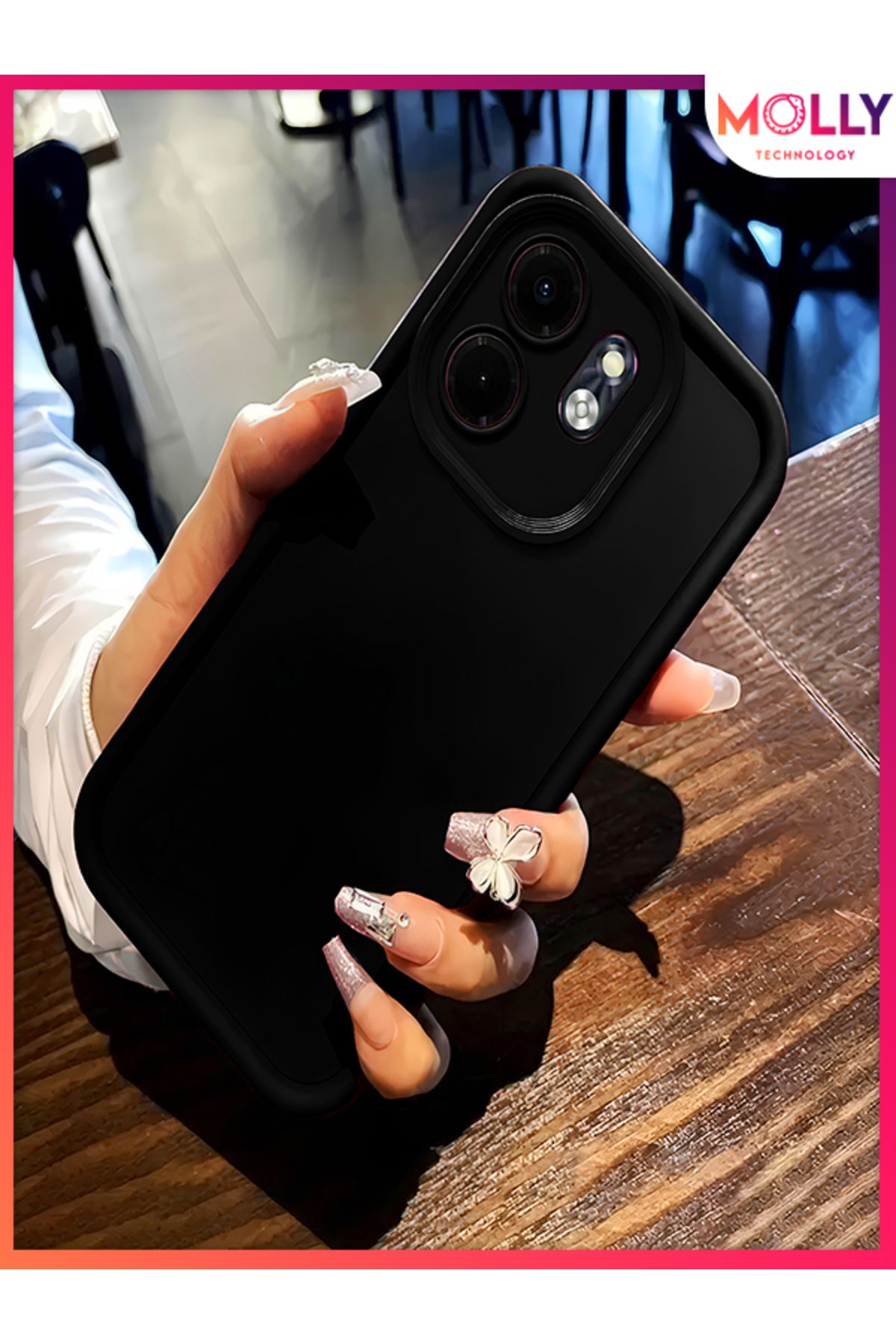 Molly İnfinix SMART 9 İçin Siyah Kenarları Kalın Pan Silikon Kılıf