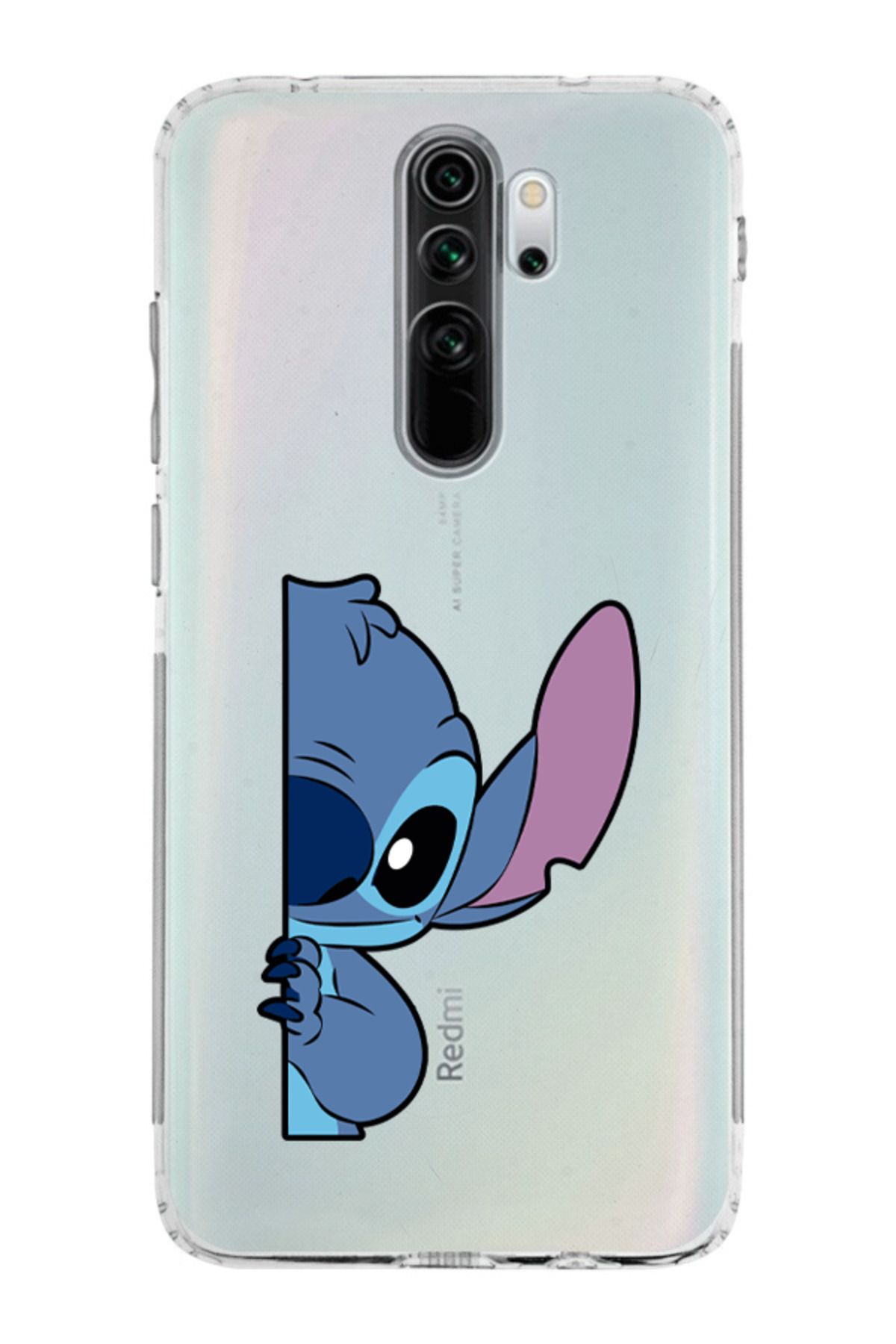 moonset Xiaomi Redmi Note 8 Pro Uyumlu Stitch Tasarımlı Baskılı Şeffaf Telefon Kılıfı