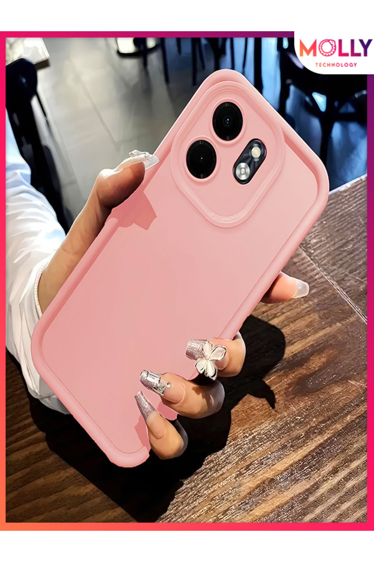 Molly İnfinix HOT 50İ İçin Kum Pembesi Kenarları Kalın Pan Silikon Kılıf
