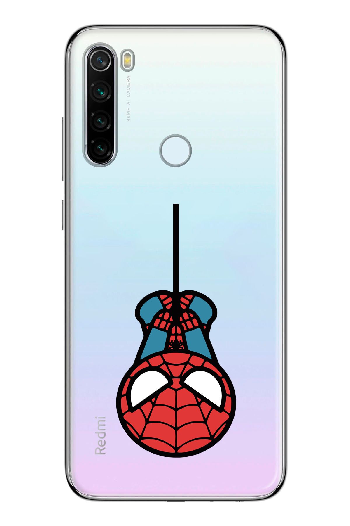 moonset Xiaomi Redmi Note 8 Uyumlu Örümcek Tasarımlı Baskılı Şeffaf Telefon Kılıfı