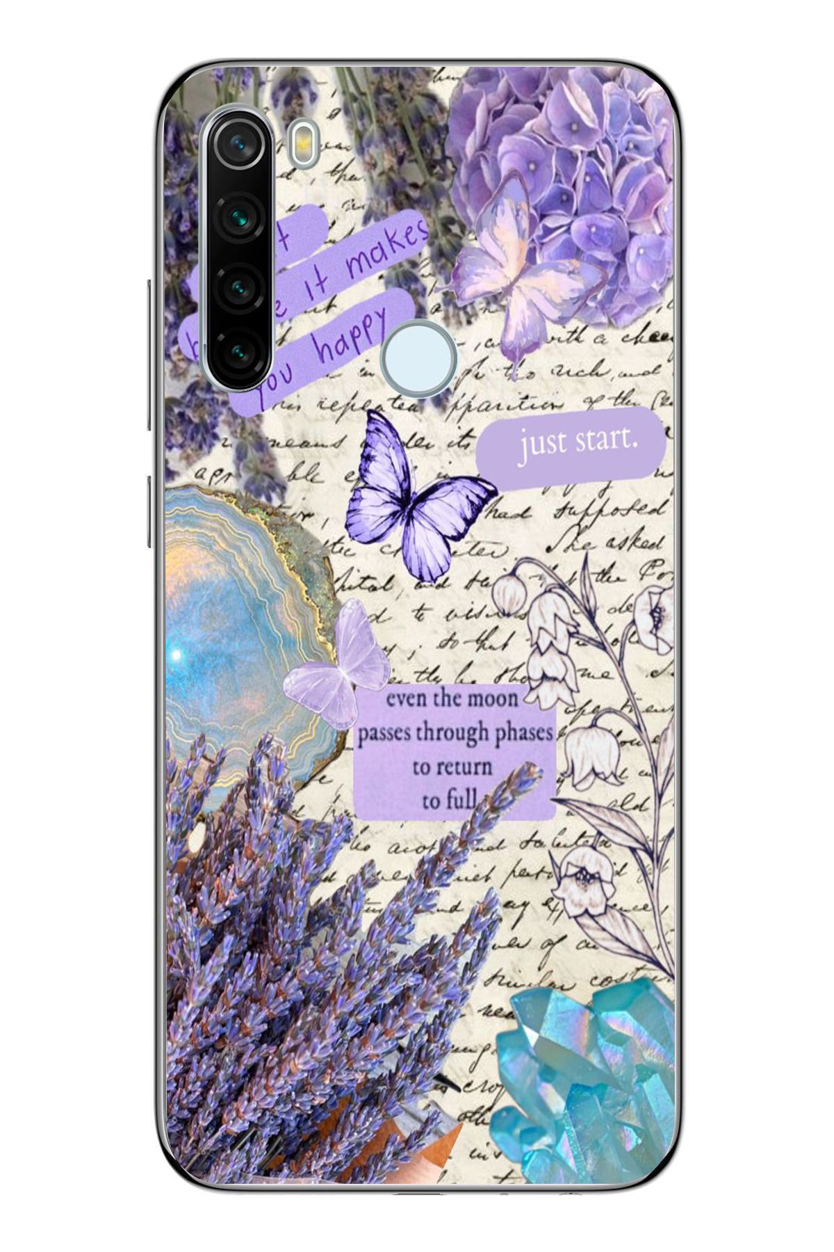 moonset Xiaomi Redmi Note 8 Uyumlu Just Start Tasarımlı Baskılı Şeffaf Telefon Kılıfı