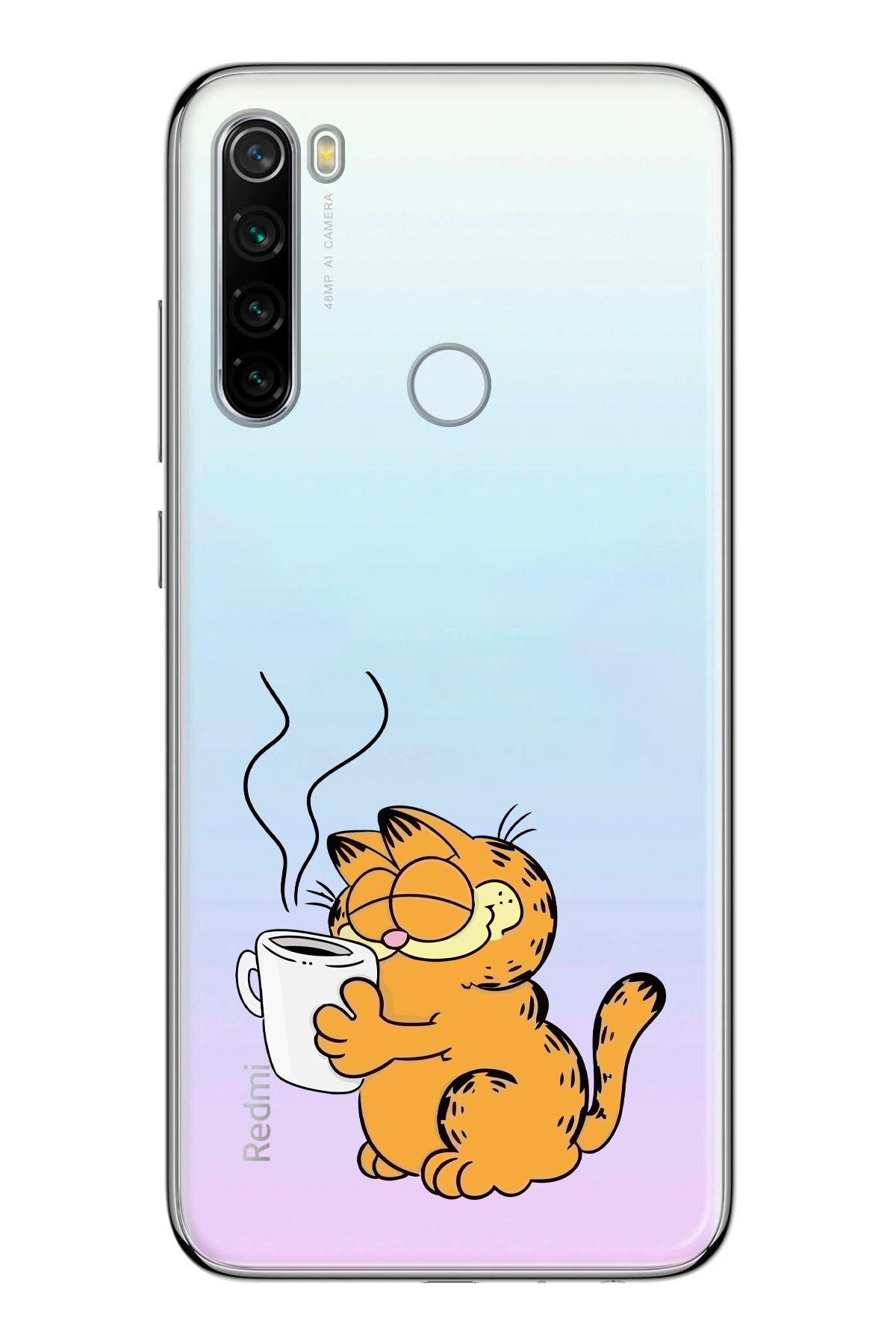 moonset Xiaomi Redmi Note 8 Uyumlu Garfield Tasarımlı Baskılı Şeffaf Telefon Kılıfı