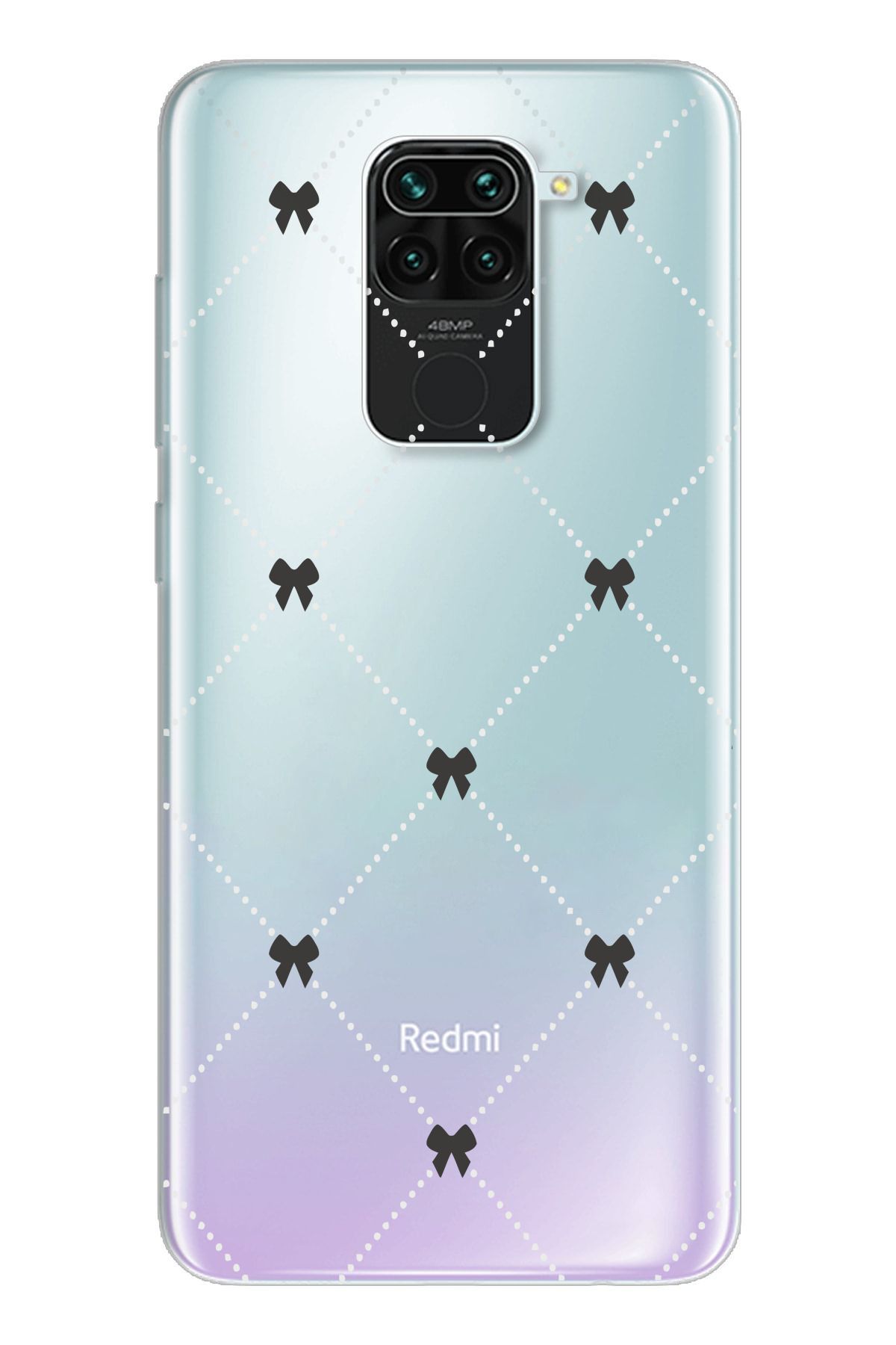 moonset Xiaomi Redmi Note 9 Uyumlu Kurdeleler Tasarımlı Baskılı Şeffaf Telefon Kılıfı