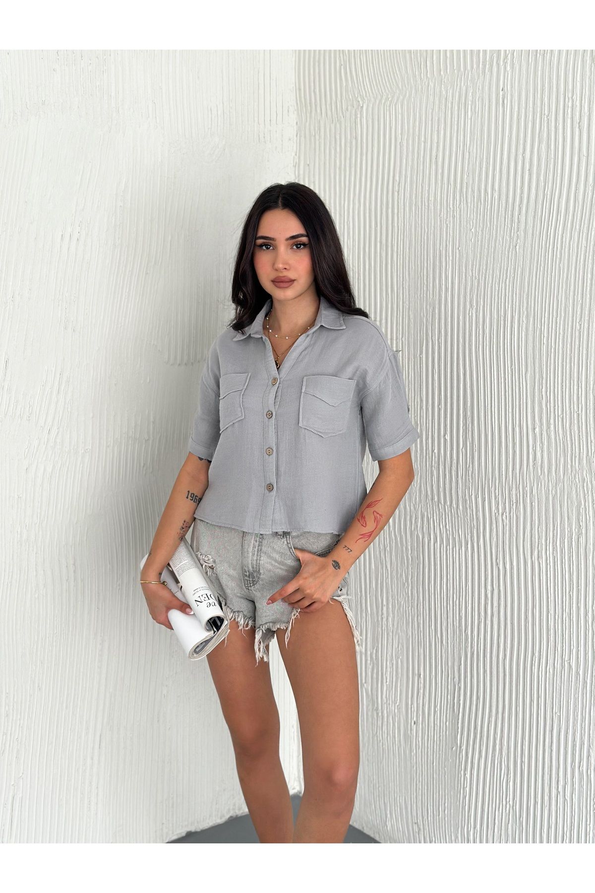 SBL COLLECTION Müslin Kısa Kollu Gömlek
