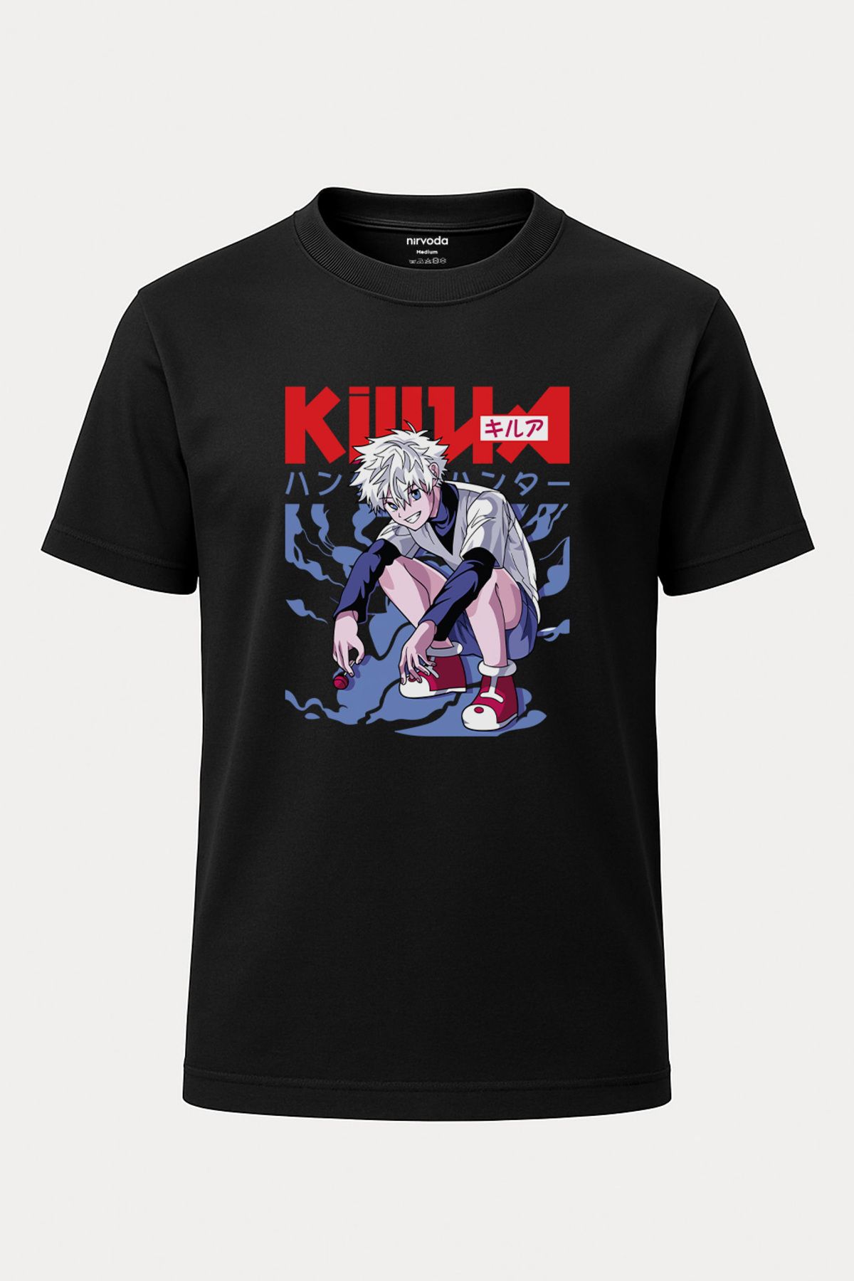 nirvoda Unisex Killua Hunter x Hunter Tişört - Uzun Anime T-shirt