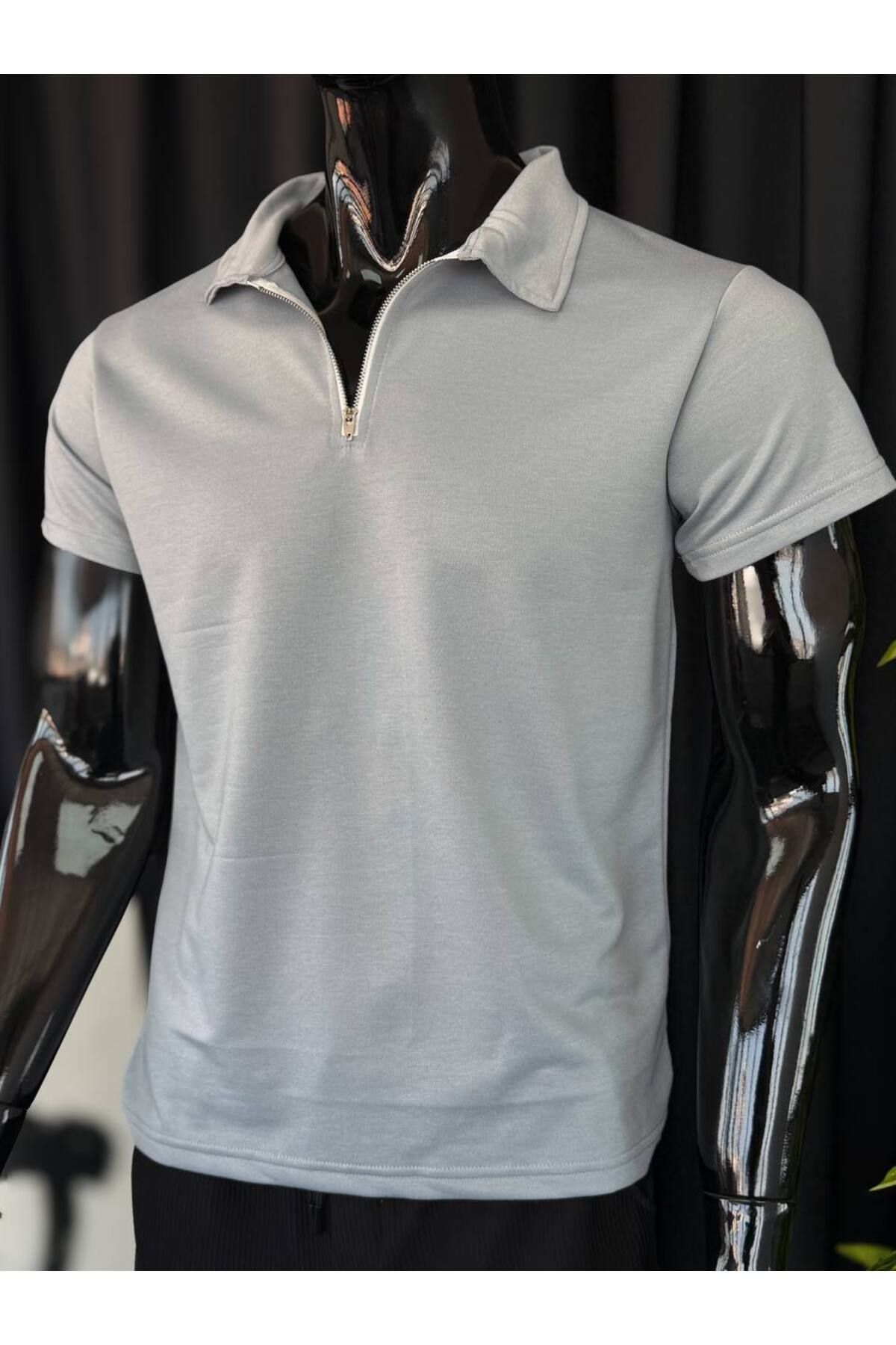 VOGUEMET ✅ Yarım Fermuar Polo Yaka T-shirt – Konforlu Kesim, Şık Görünüm