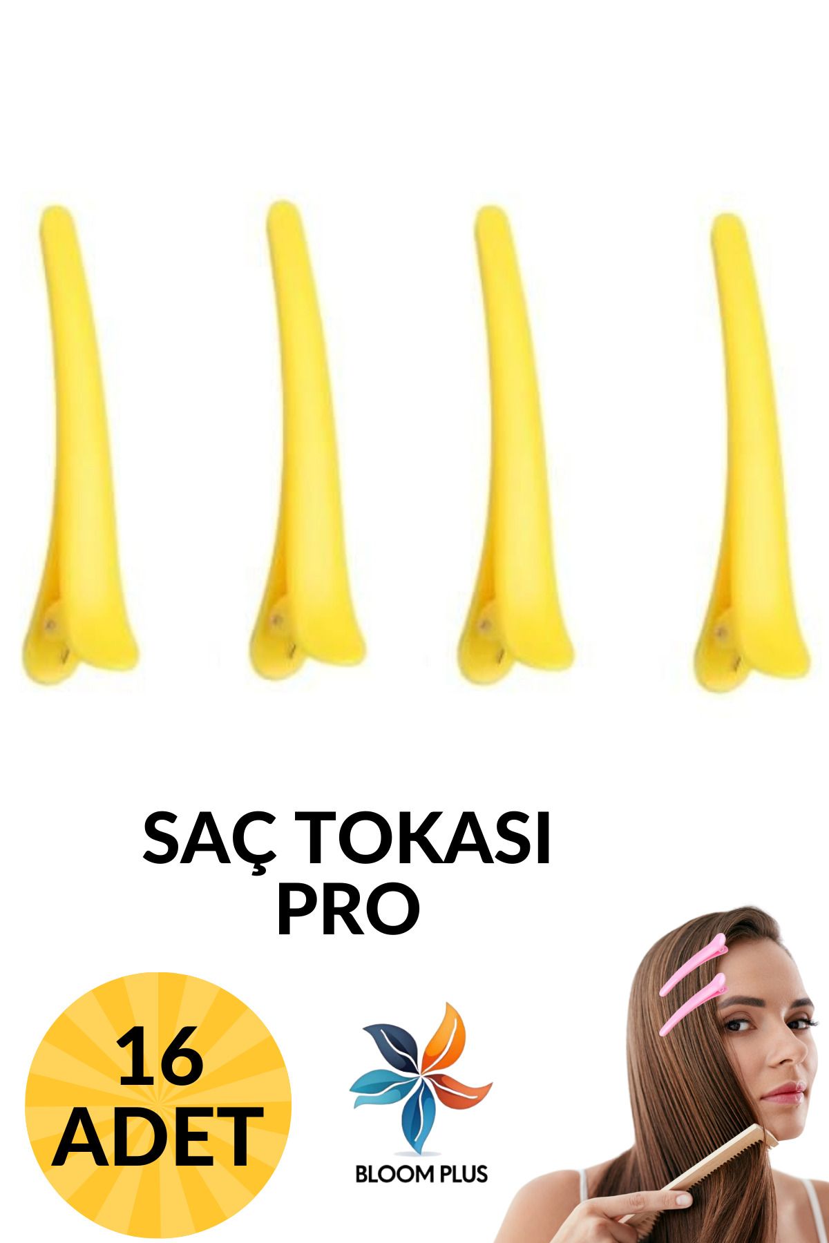 bloomplus Sarı Renk Saç Tokası Klips Topuz Tokası