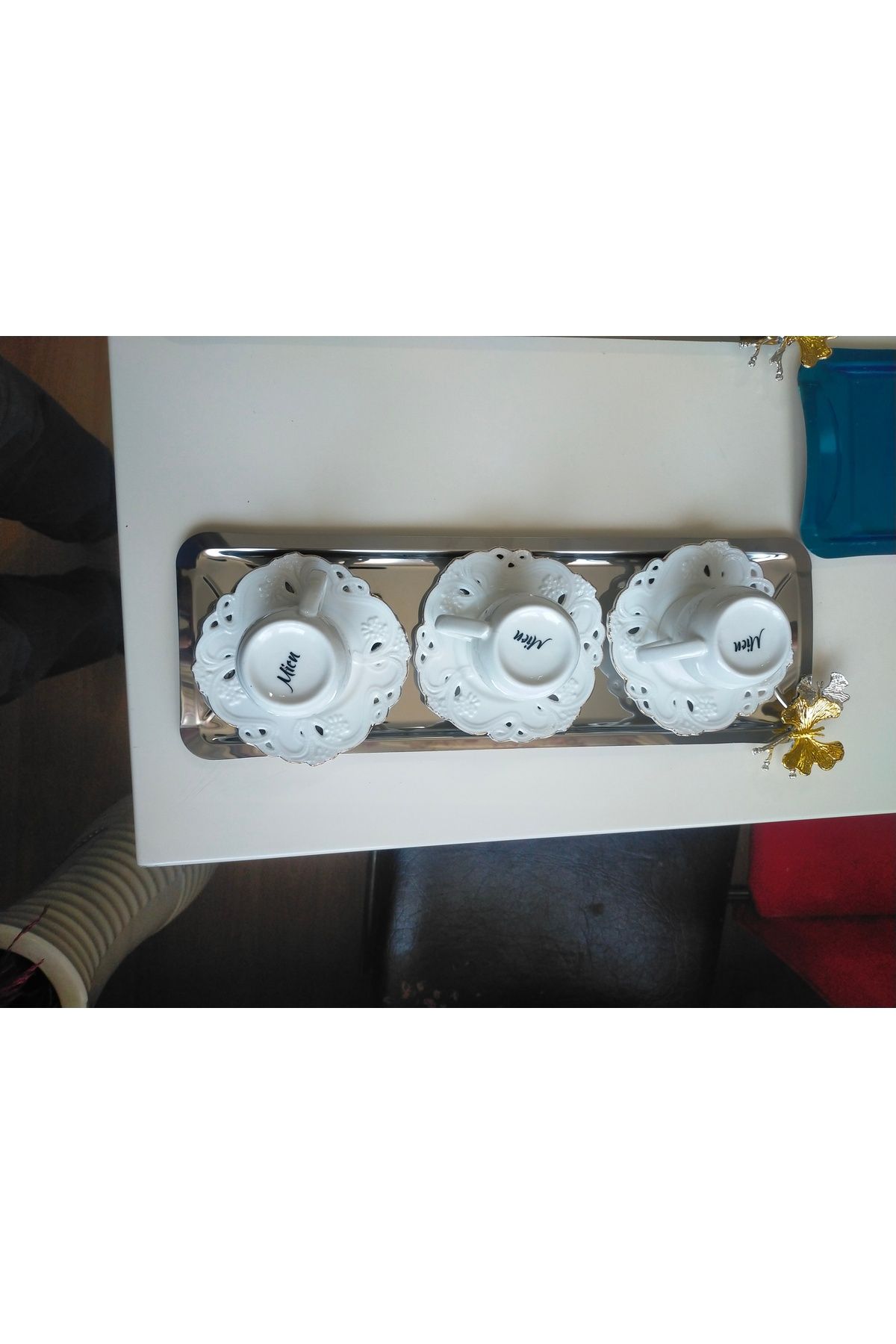 SUN INOX STORE 6 ADET PASLANMAZ DIKDÖRTGEN MODEL ÇAY KAHVE SUNUM TEPSİSİ