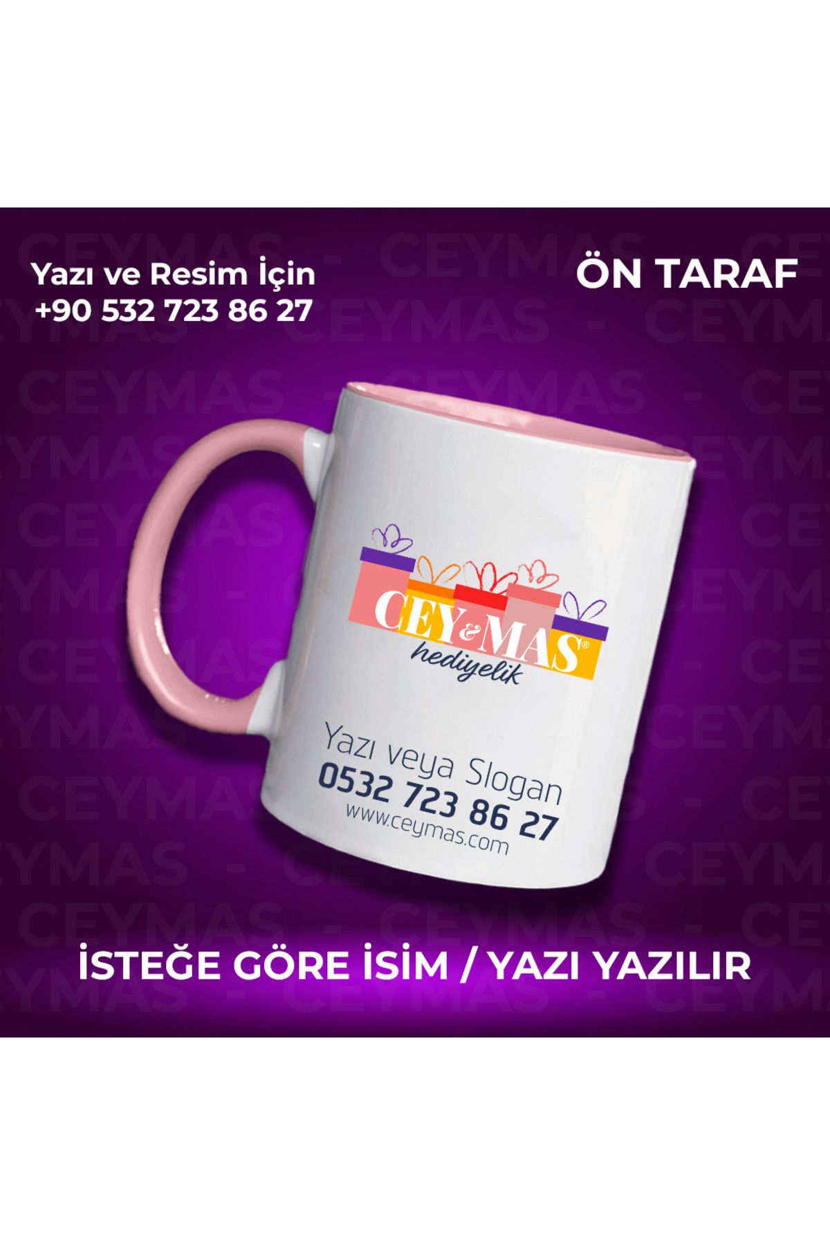Ceymas Hediyelik Firmalara Özel Logo Baskılı Renkli Kupa Bardak