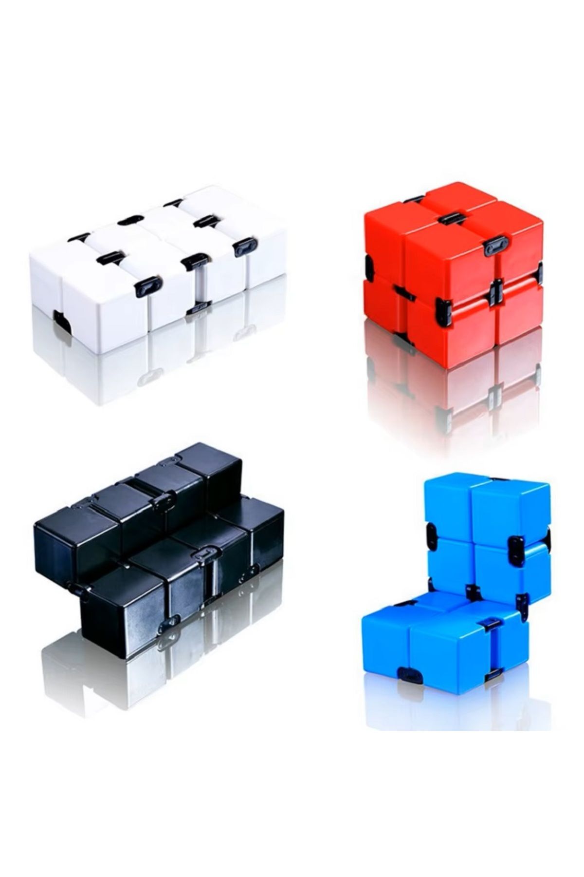 Kuzey 4LÜ SET YÜKSEK KALİTE INFINITY CUBE KIRMIZI BEYAZ SİYAH MAVİ ZEKA KÜPÜ SONSUZ HAREKETLER ZEKA KÜPÜ