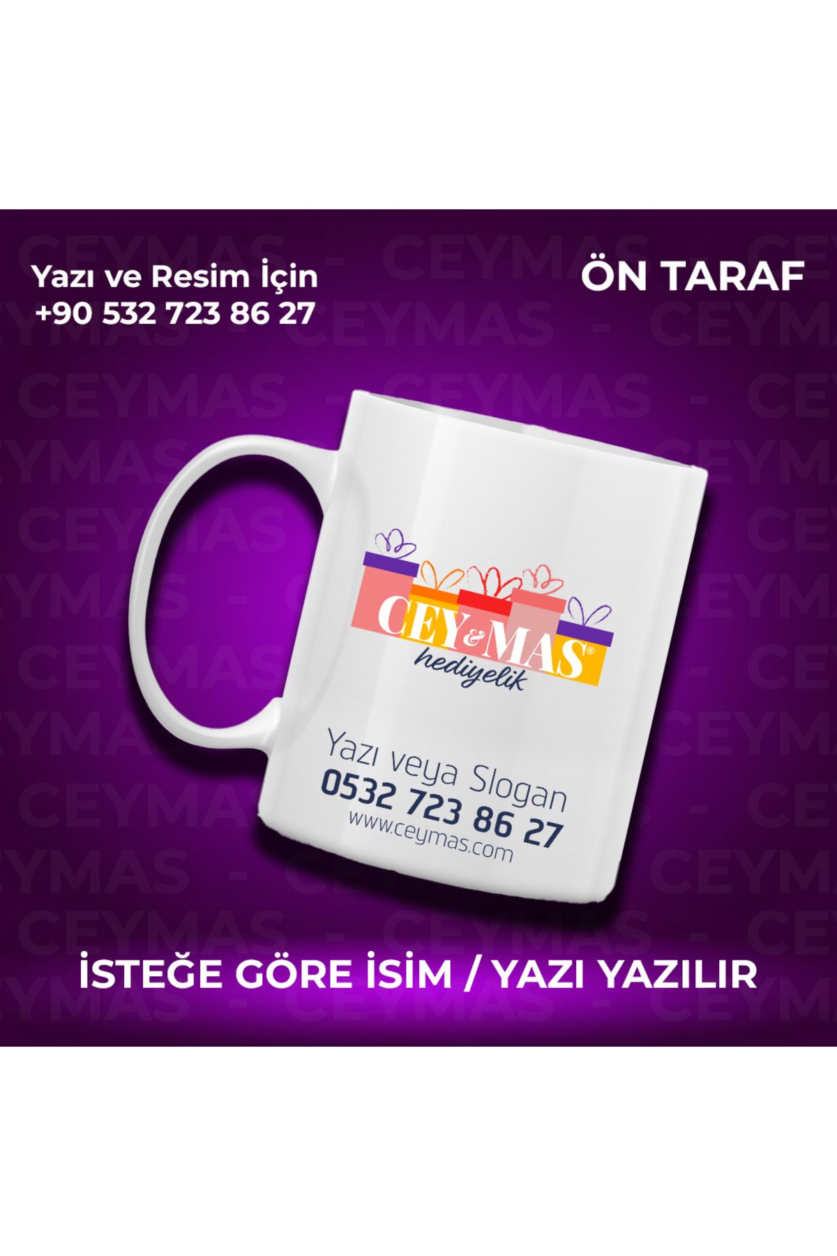 Ceymas Hediyelik Firmalara Özel Logo Baskılı Renkli Kupa Bardak