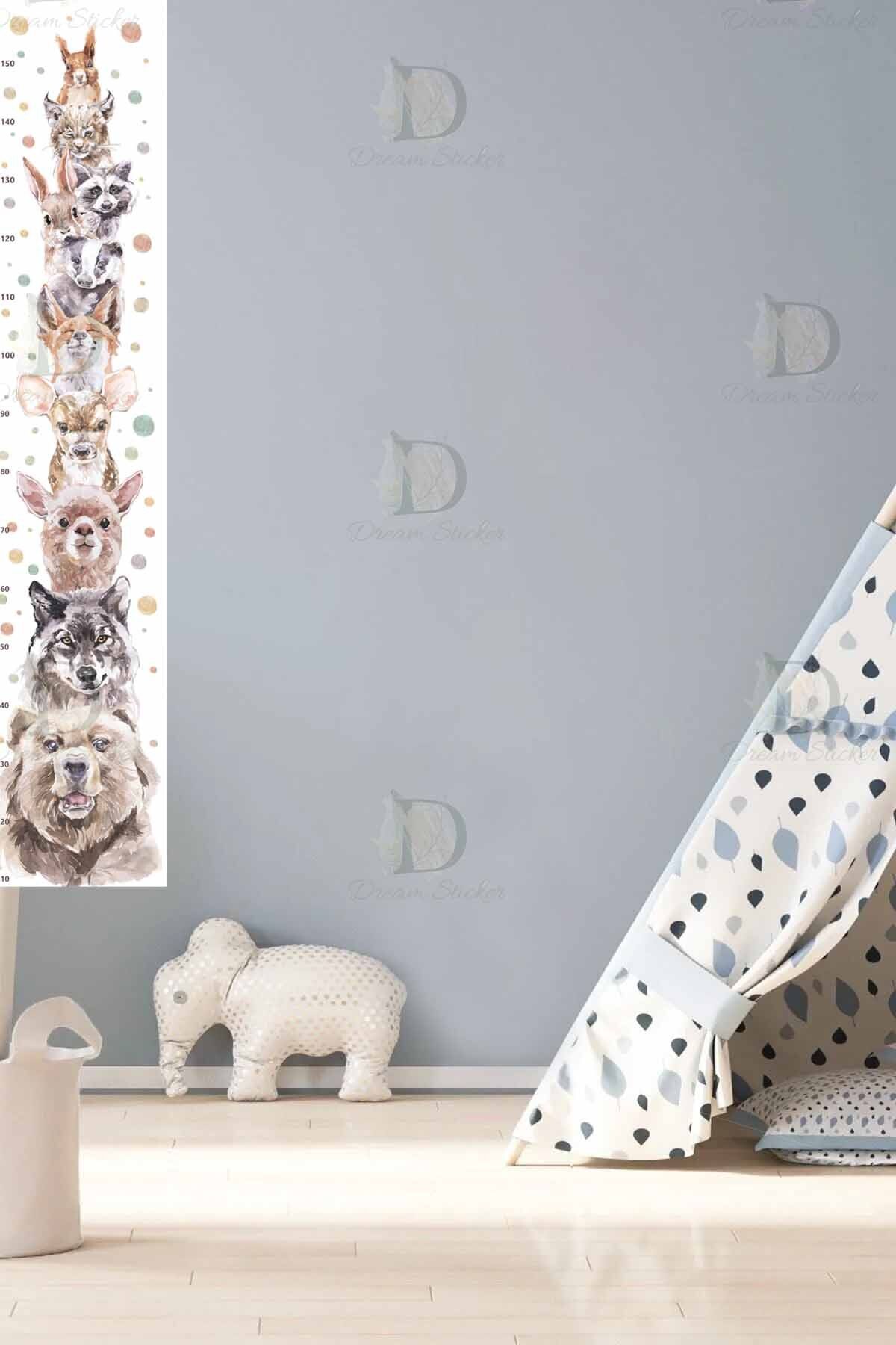 KT Decor Orman Arkadaşları Muhteşem Hayvanlar Woodland Boy Ölçer Duvar Sticker
