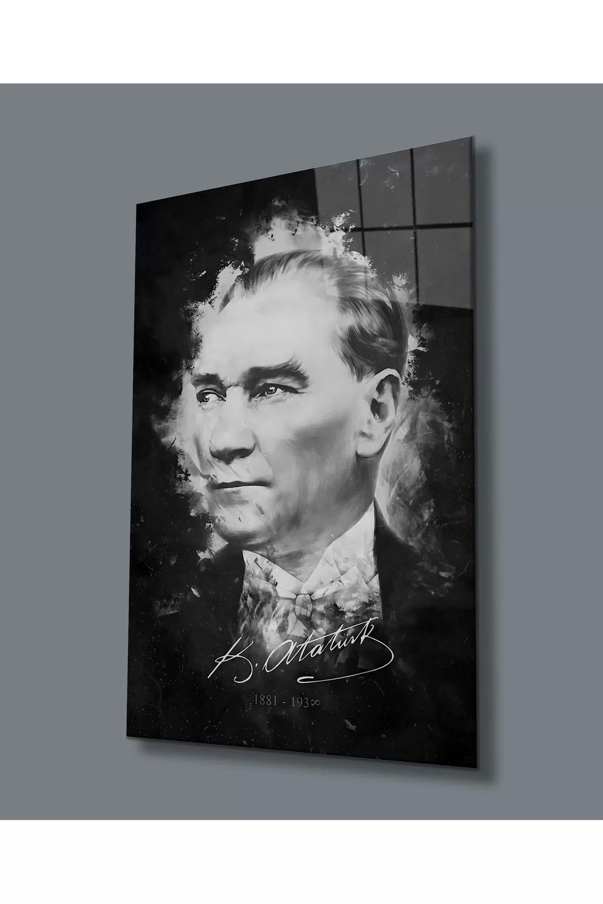ÖYKÜ VE YİĞİT Atatürk Portresi Uv Baskılı Cam Tablo, Ev Ve Ofis Duvar Dekoru Hediyelik