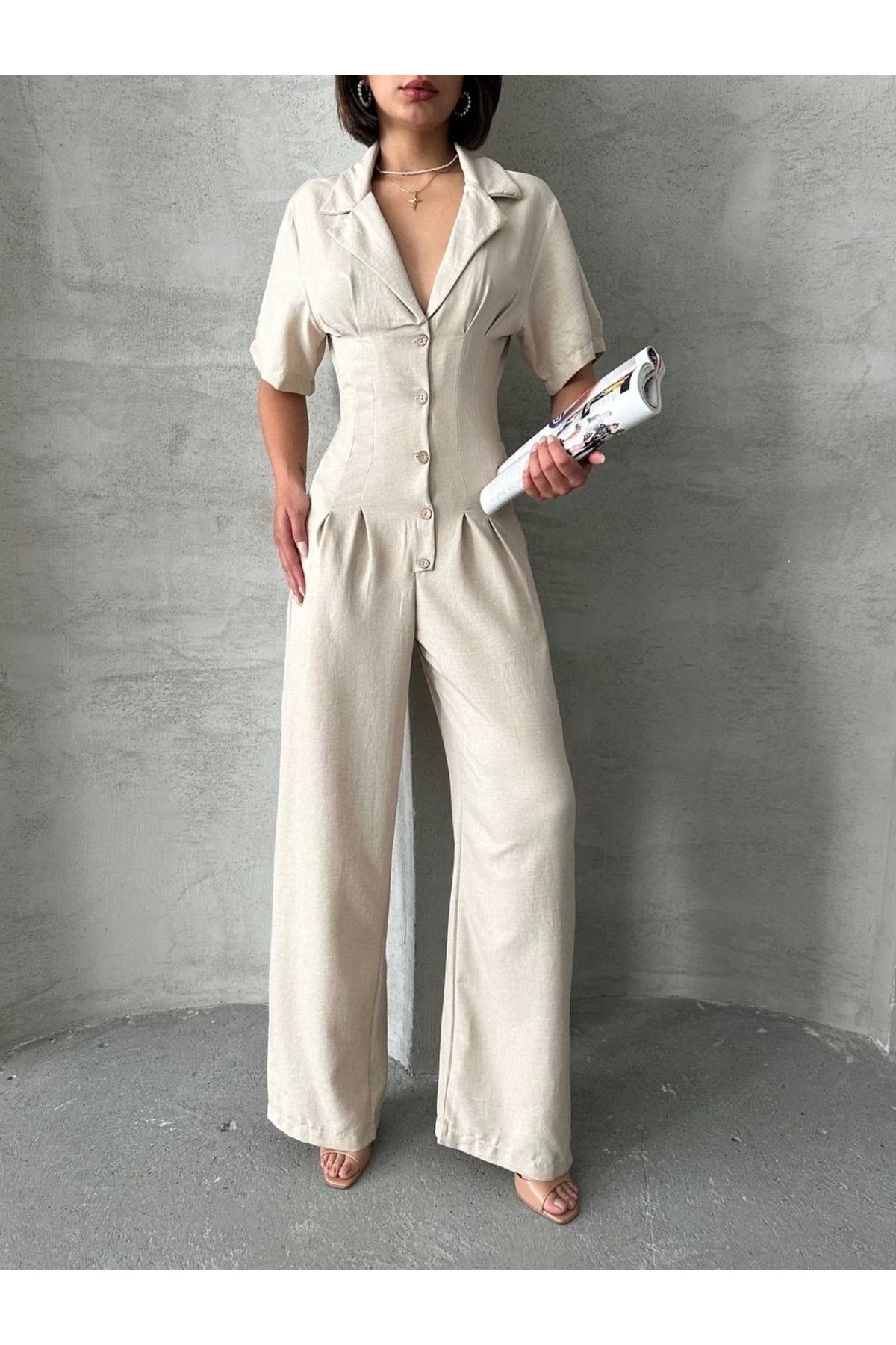 ufukmoda Uzun keten tulum s255059