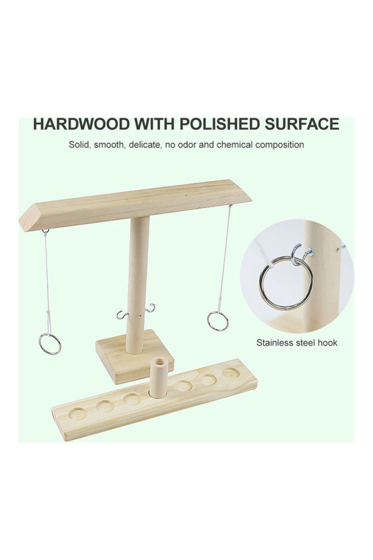 Generic-Hook And Ring Toss, A Handcrafted Wooden Tabletop Fast Paced Interactive Handheld Board Game 4