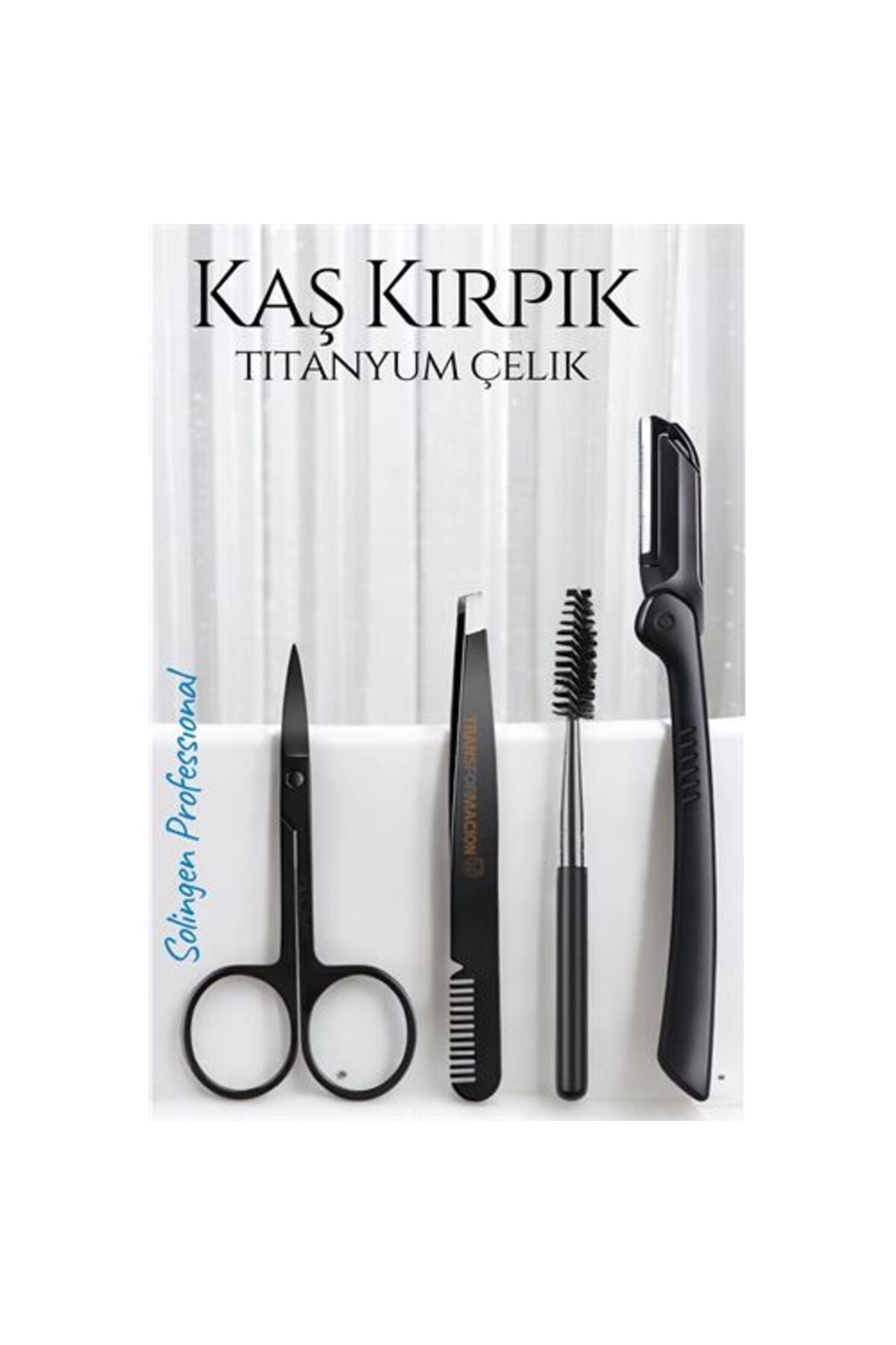 pazarella Kirpik Kaş Bakım Kiti Titanyum Çelik Solingen