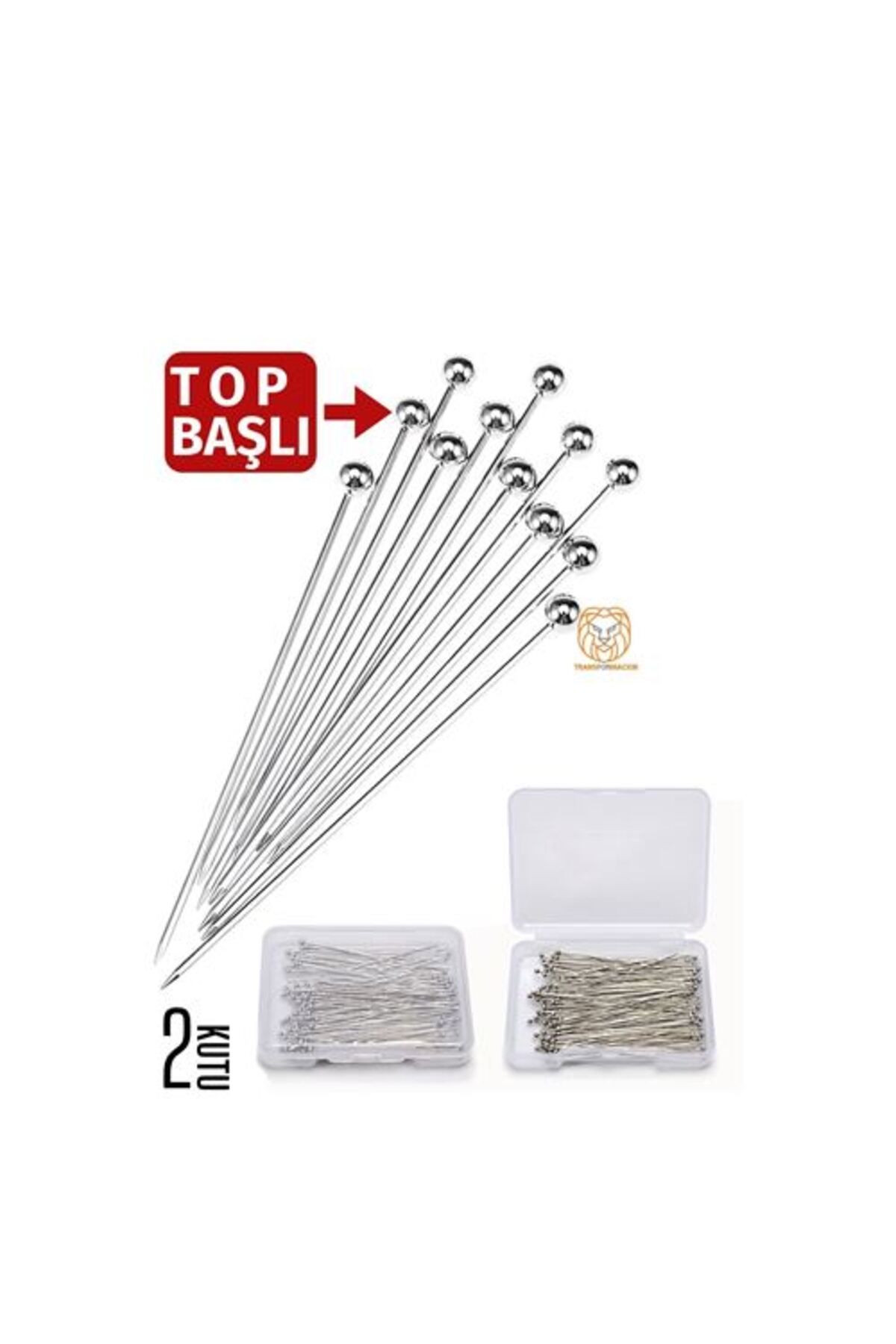 NEZADE STORE Top Başlı İğne 2 Kutu 100 Adet Başörtü İğnesi Toplu İğne