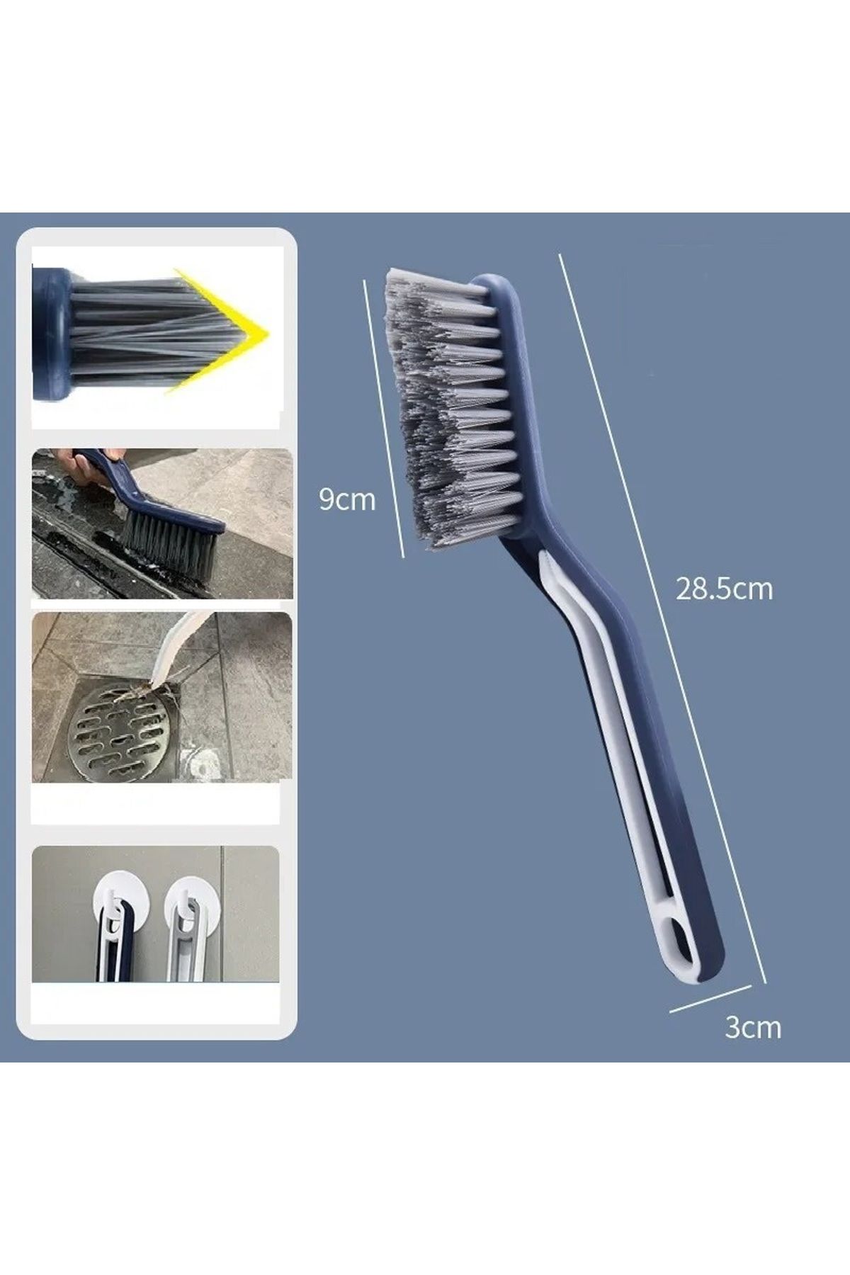 NEZADE STORE Cımbızlı Fırça Çok Amaçlı Kademeli Kesim Uçlu Banyo Klozet Kenarı Pencere Temizleme Aparatı