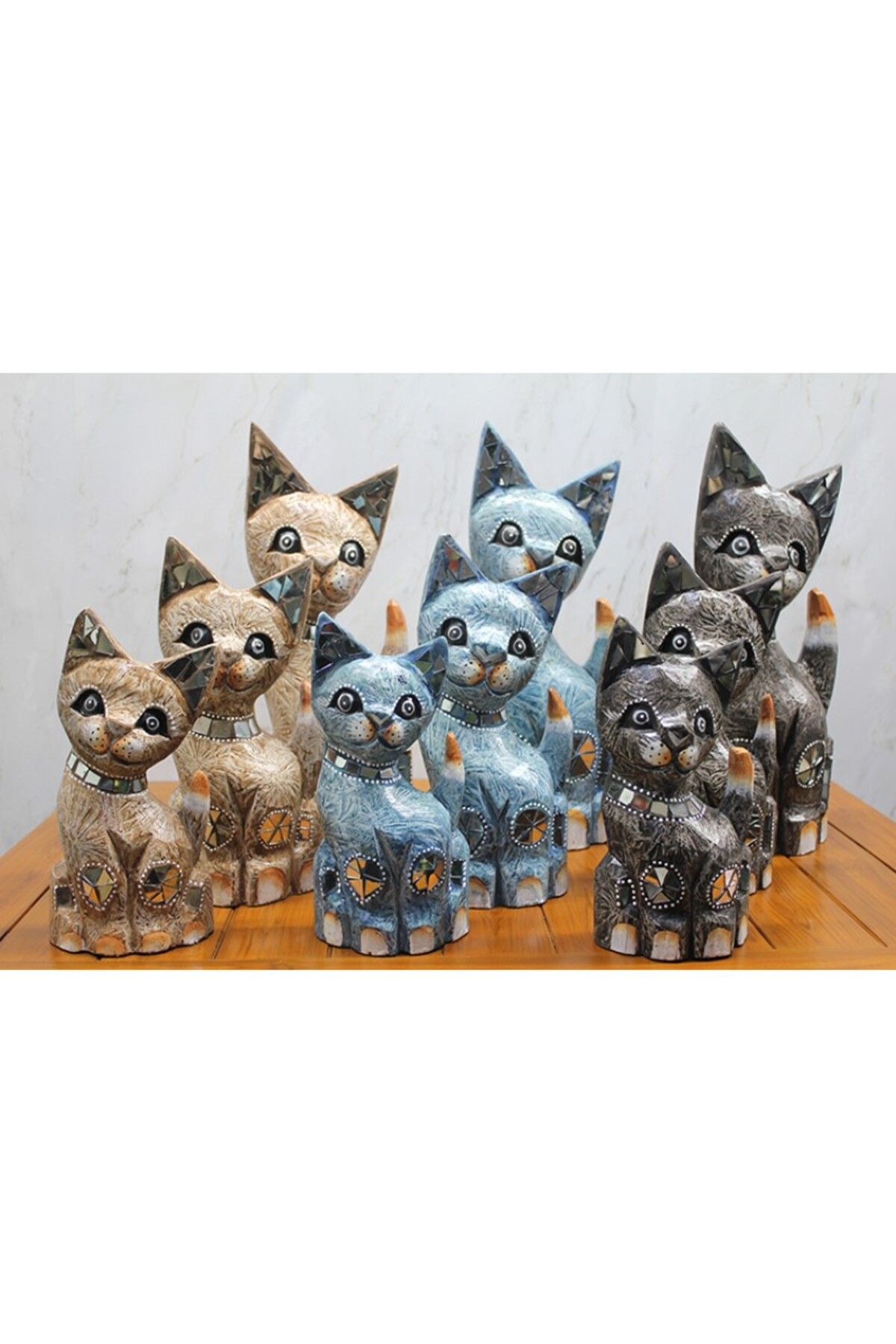 TTT Ahşap 3'lü Kedi Seti 40 Cm