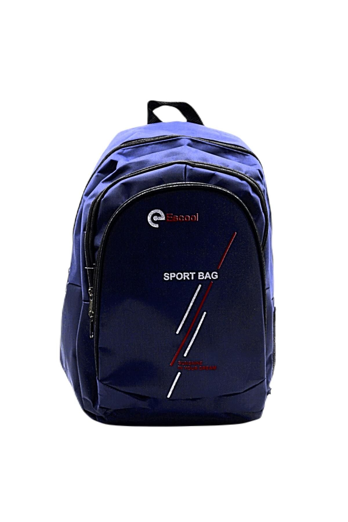 Gen-Of 3 Bölmeli Sport Bag Okul Sırt Çantası Çizgi Baskılı Lacivert KOD:702