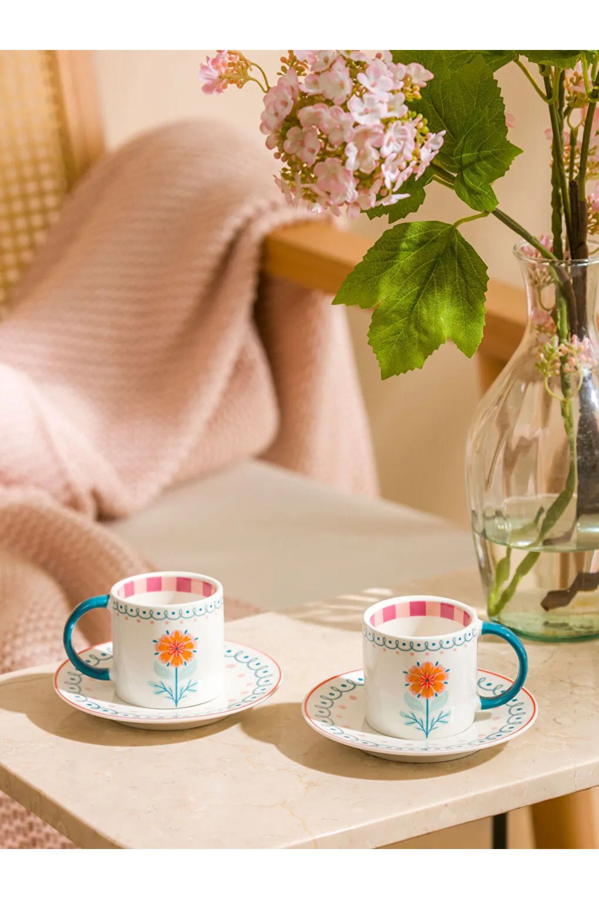 LC Waikiki LCW HOME Karişik Çiçek Baskılı 2 Kişilik Porselen Kahve Fincan Takımı 90 ml
