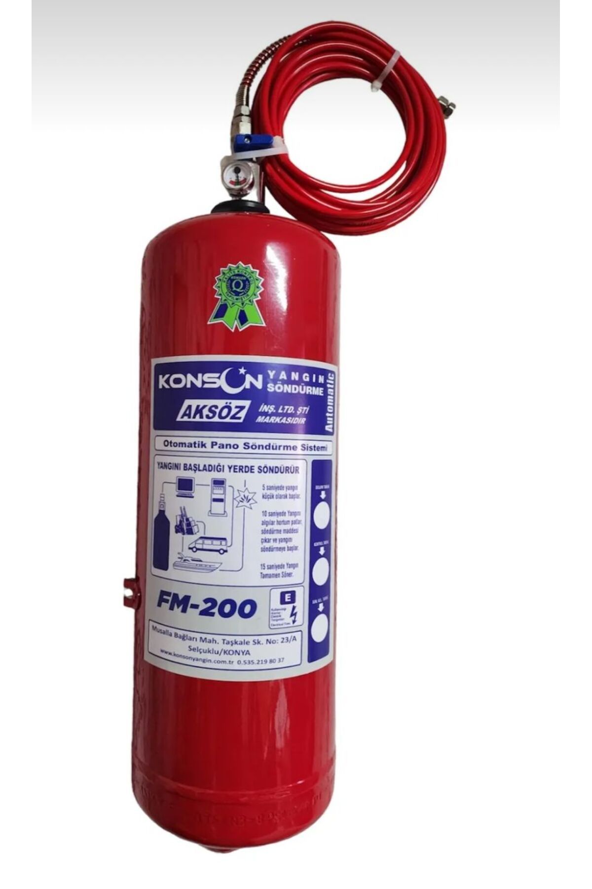 KONSÖN YANGIN SİSTEMLERİ VE KİMYASALLARI FM200 PANO İÇİ OTOMATİK GAZLI SÖNDÜRME SİSTEMİ 6 KG