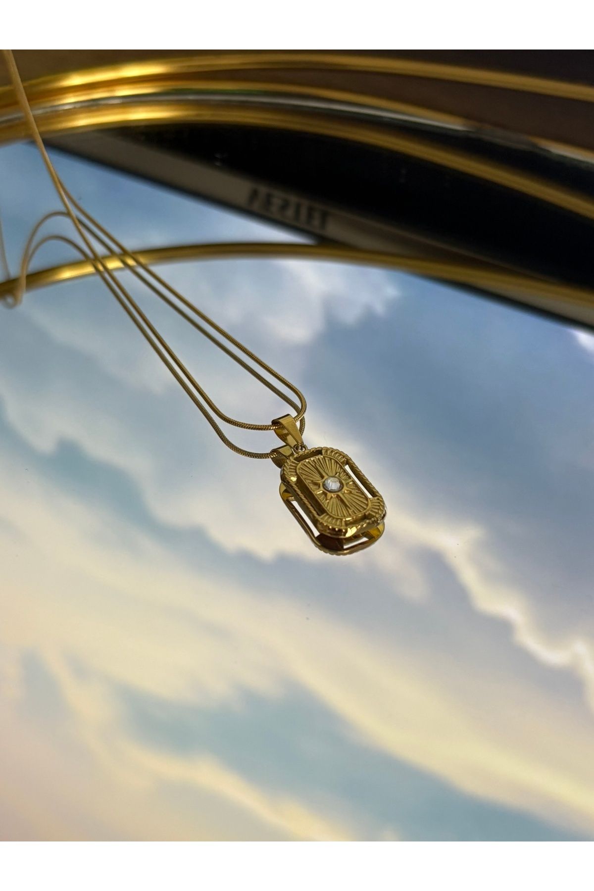 season jewelry ÇELİK GOLD YILDIZLI MADALYON KOLYE