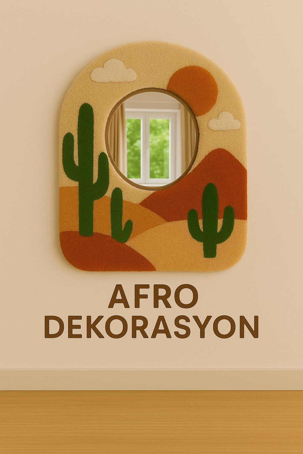 Afro Dekorasyon Tufting Ayna , Tasarım Ayna , Hediyelik Dekor Ayna