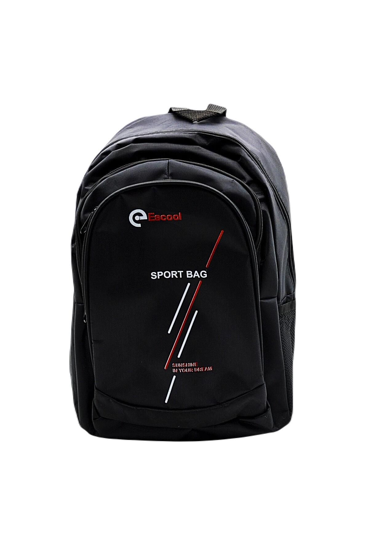 Gen-Of 3 Bölmeli Sport Bag Okul Sırt Çantası Çizgi Baskılı Siyah KOD:702