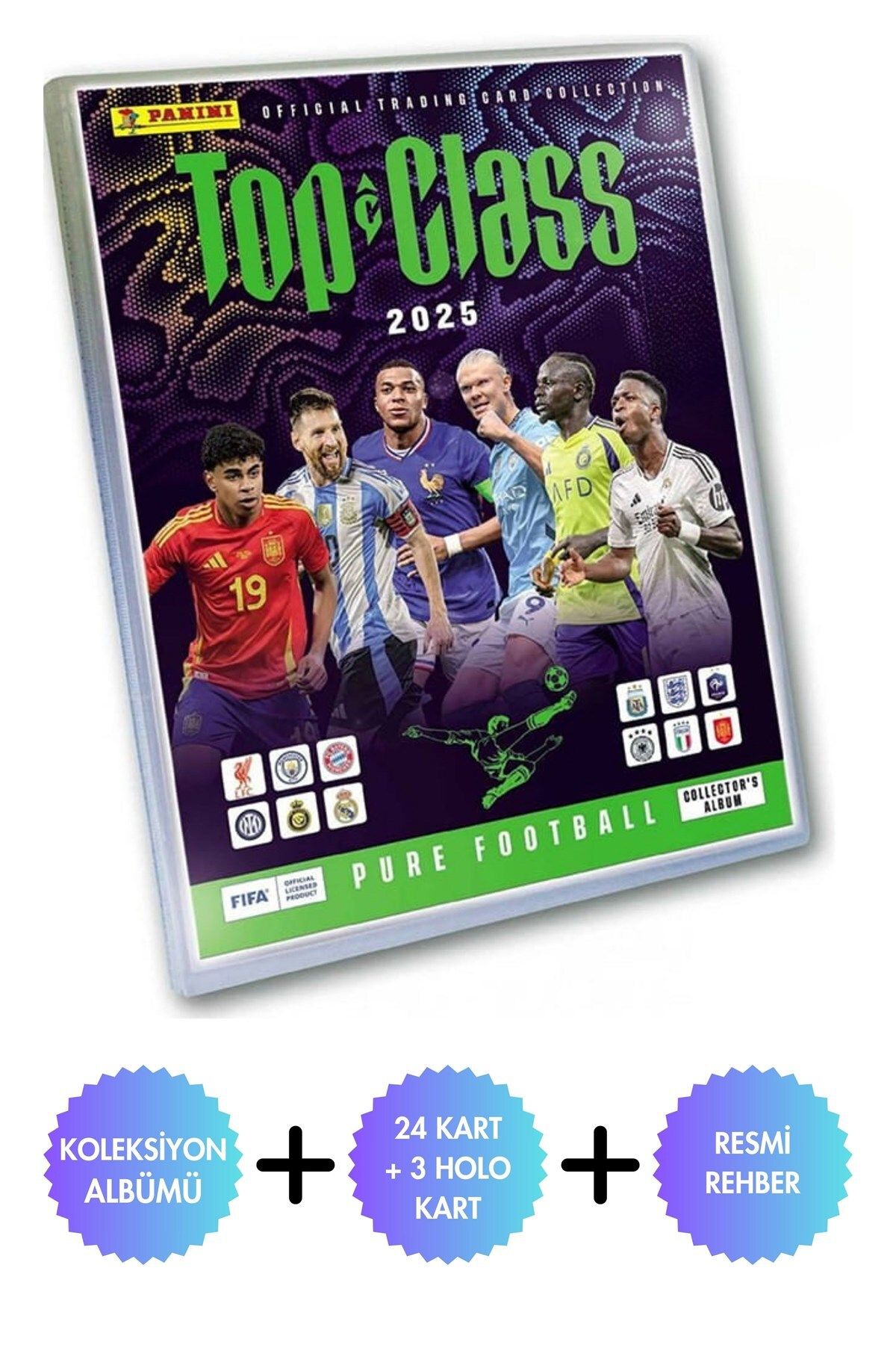 Toyika Panini Top Class 2025 Mega Başlangıç Seti (Albüm + 24 Kart + 3 HOLO Kart + Rehber)