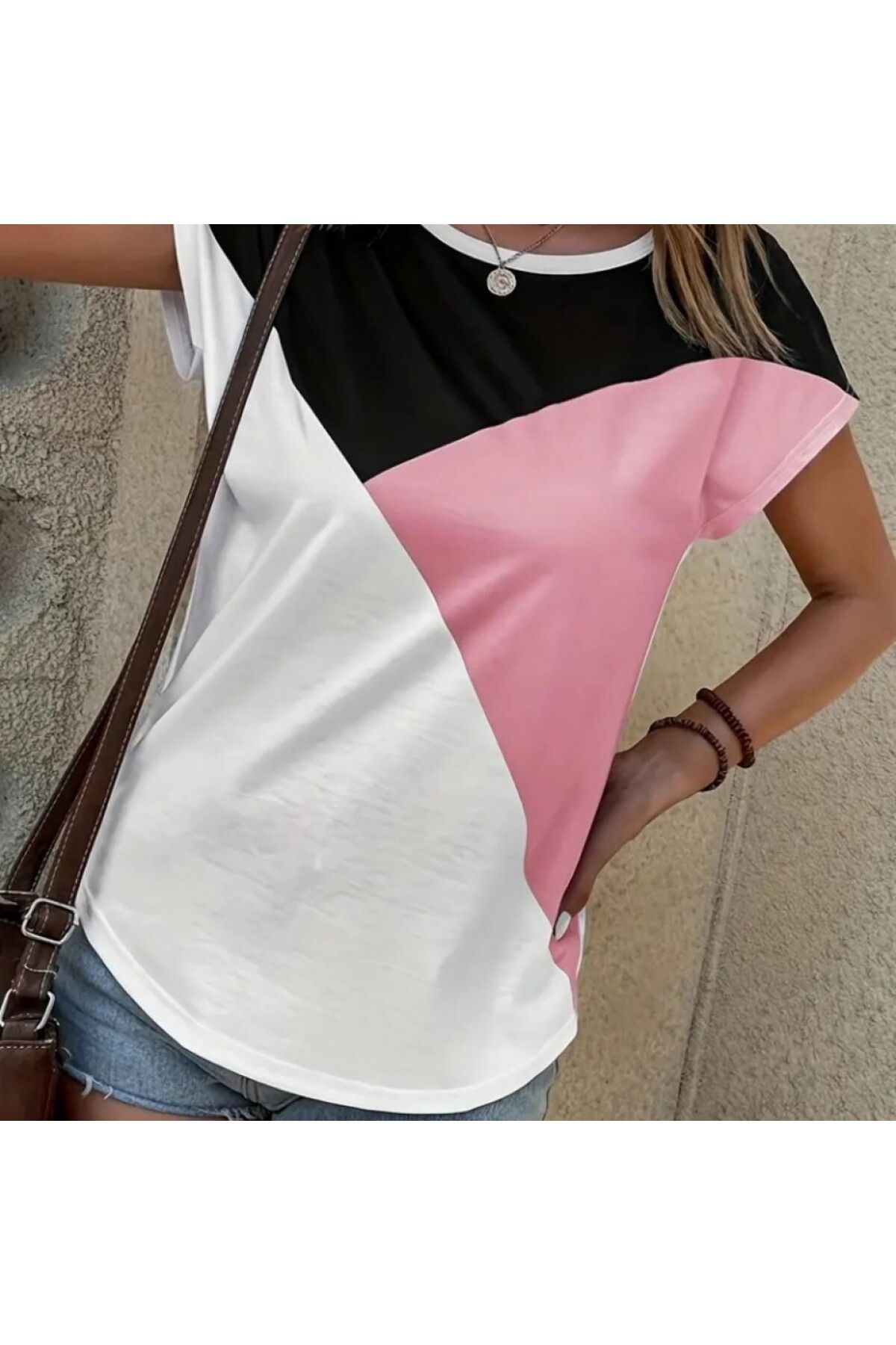 ButikSN collection Kadın Bisiklet Yaka üç Renk Viskon T-shirt