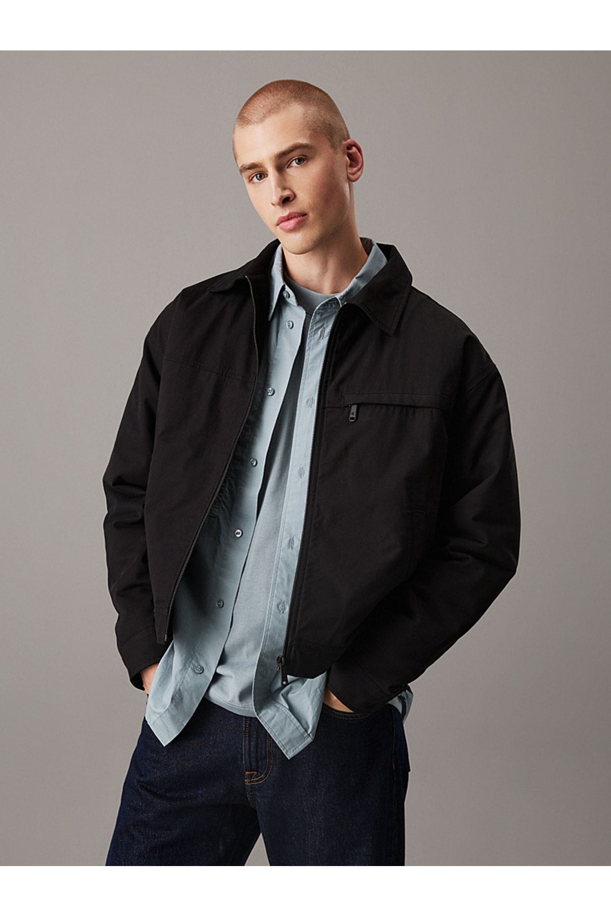 Calvin Klein Cotton Twill Zip Up Jacket