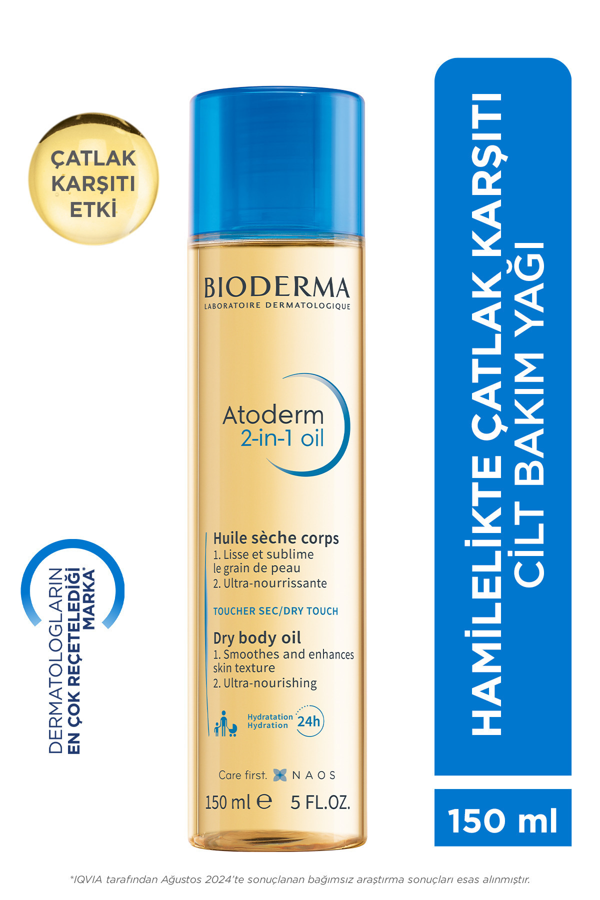 Bioderma Atoderm 2-in-1 Body Oil Kuru Ciltler Jojoba Yağı İçeren Nemlendirici Çatlak Yağı Yüz Vücut Saç 150ml