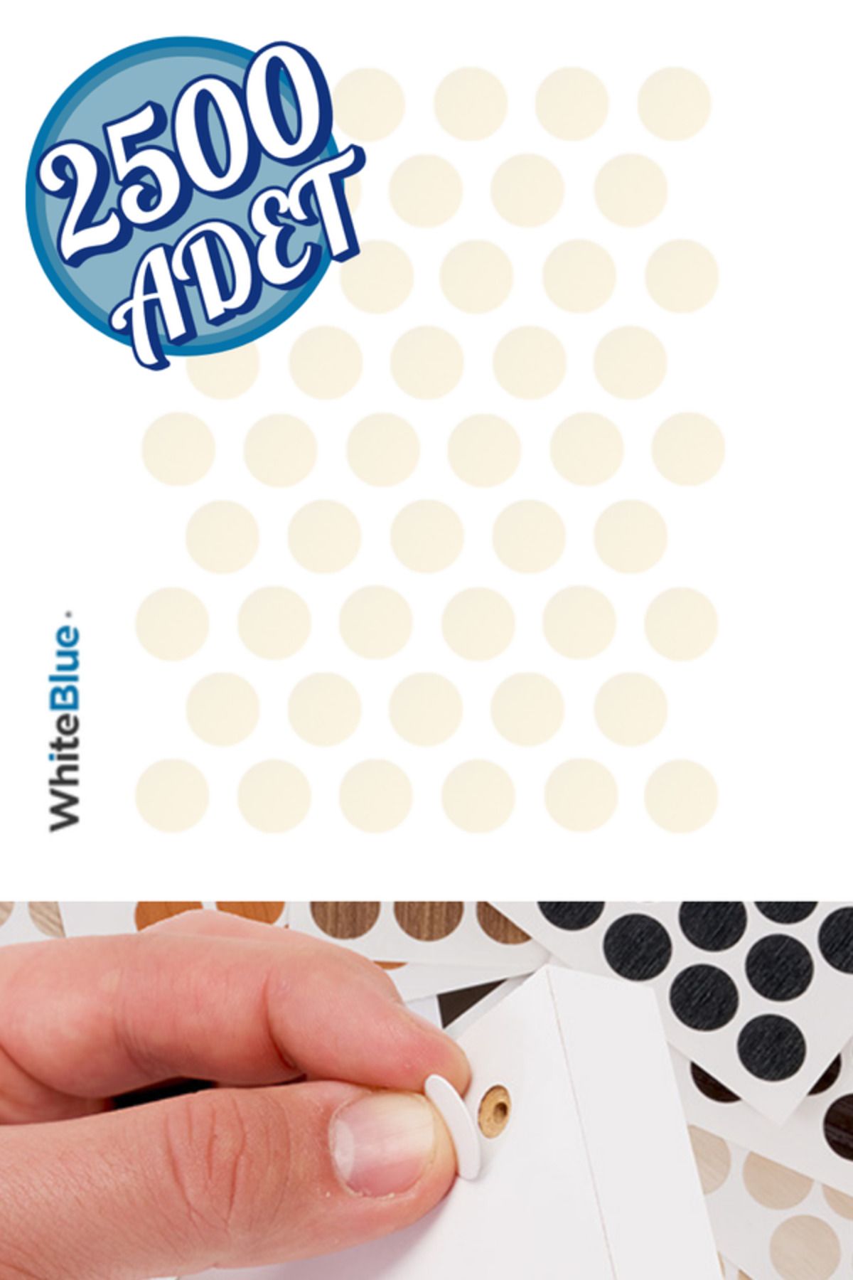 WhiteBlue Aytaşı Mat Vida Tapası Yapışkanlı 14mm