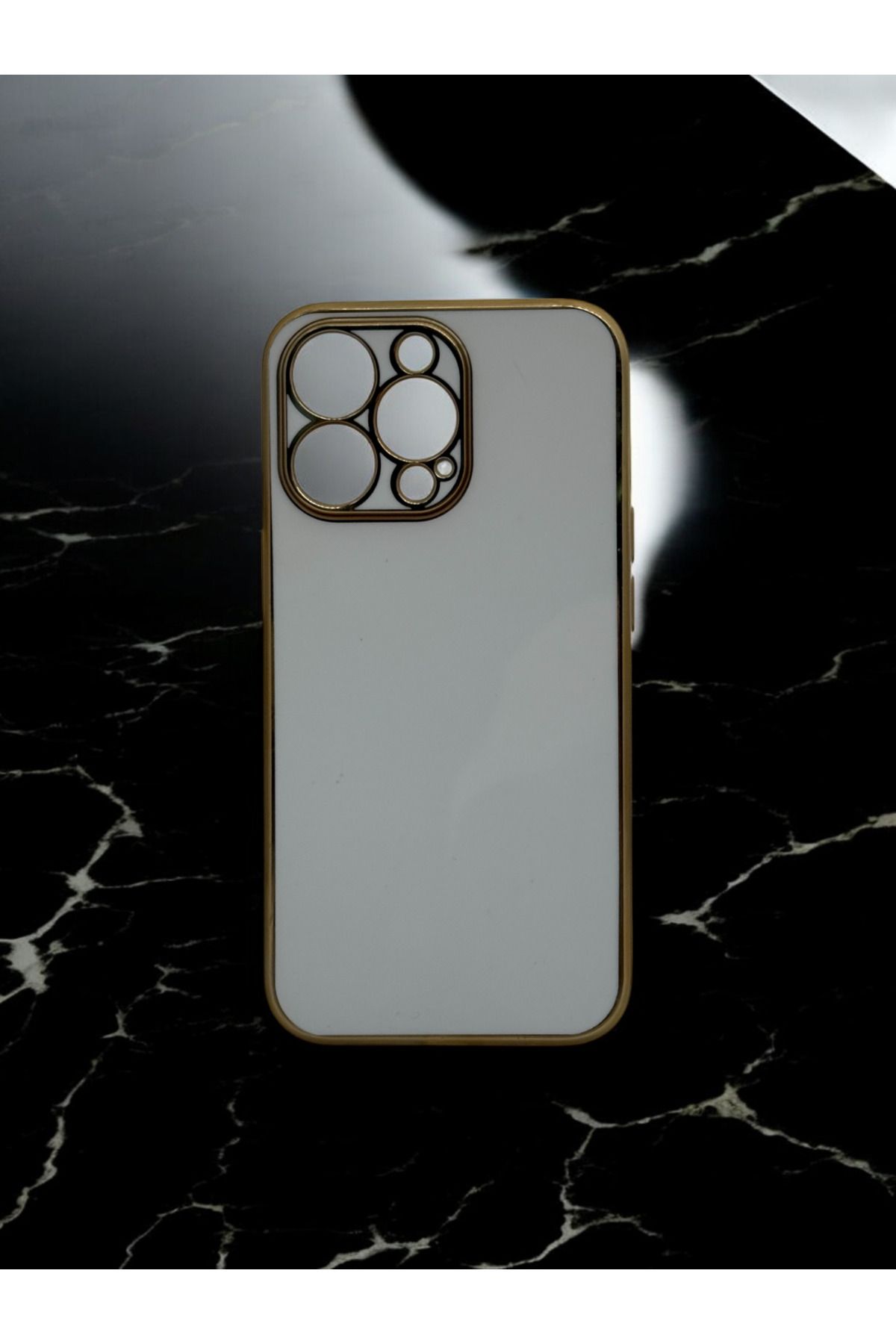 DUBİGOLD İPHONE 13 PRO UYUMLU PARLAK GOLD DETAYLI BARK TELEFON KILIFI