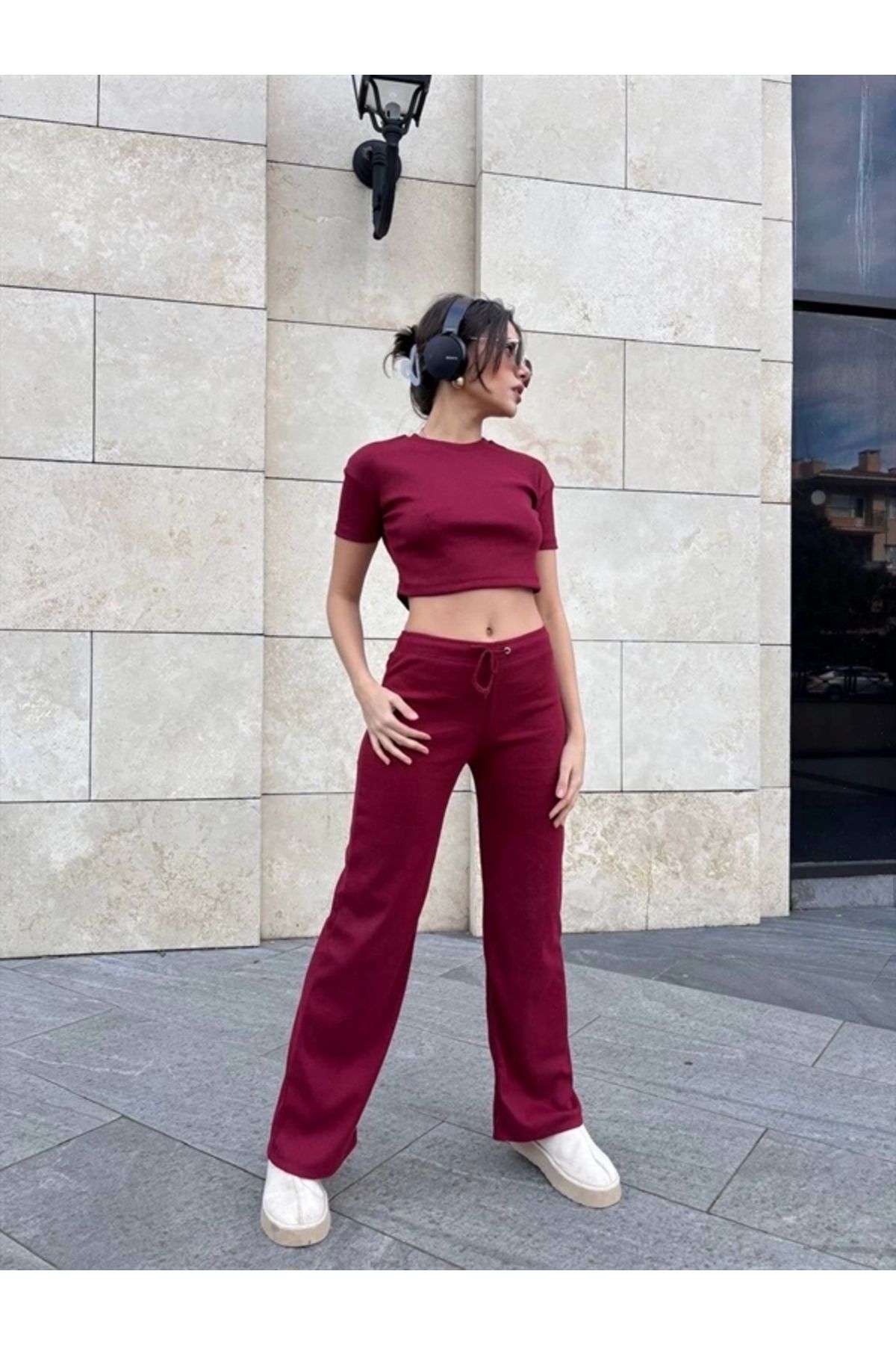 FASHIONLINE Bol paça pantolonlu alt üst takım
