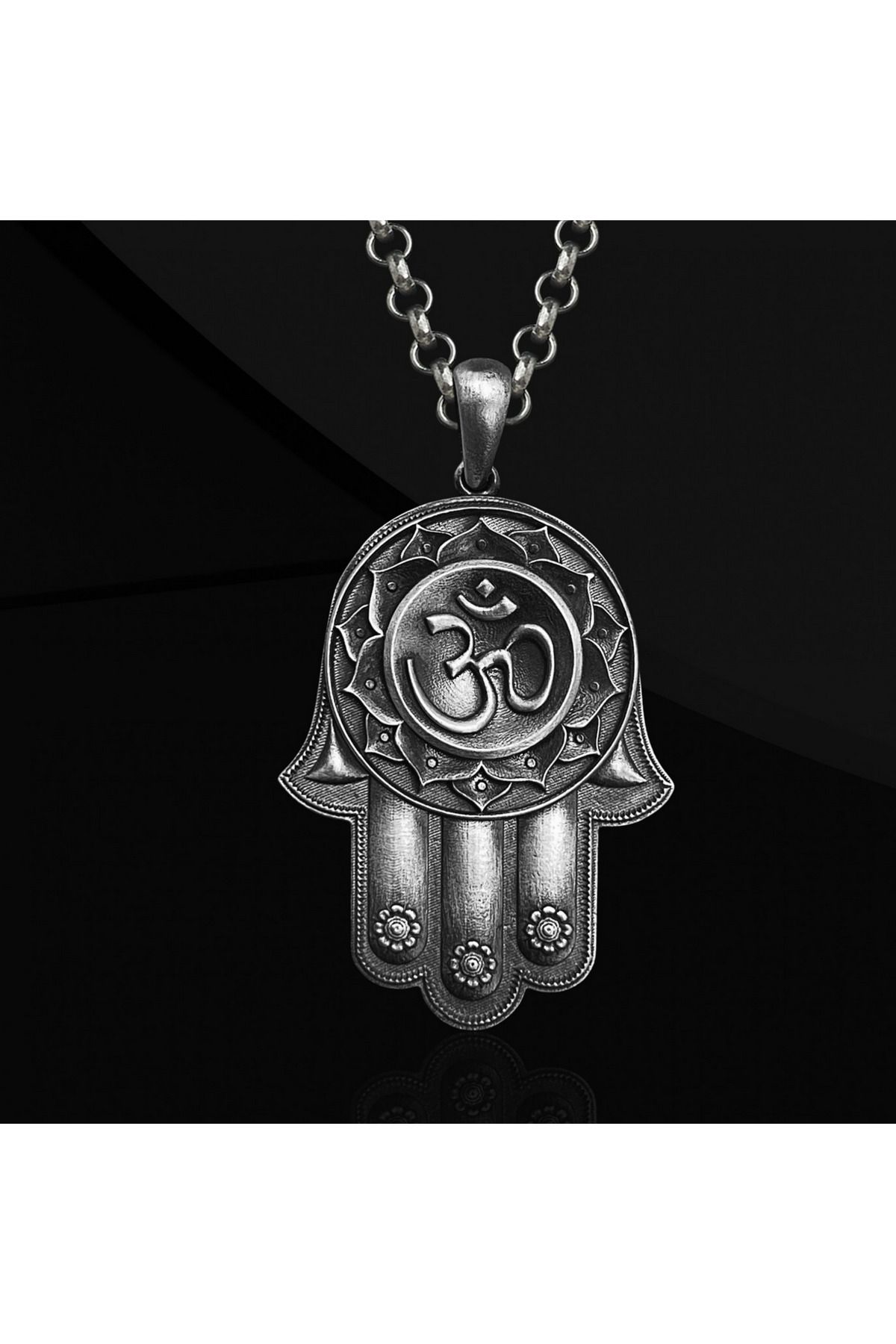 Abel Custom Ring Hamsa Om Gümüş Kolye