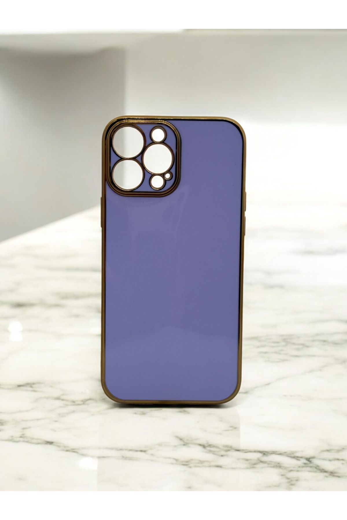 DUBİGOLD İPHONE 13 PRO MAX UYUMLU PARLAK GOLD DETAYLI BARK TELEFON KILIFI