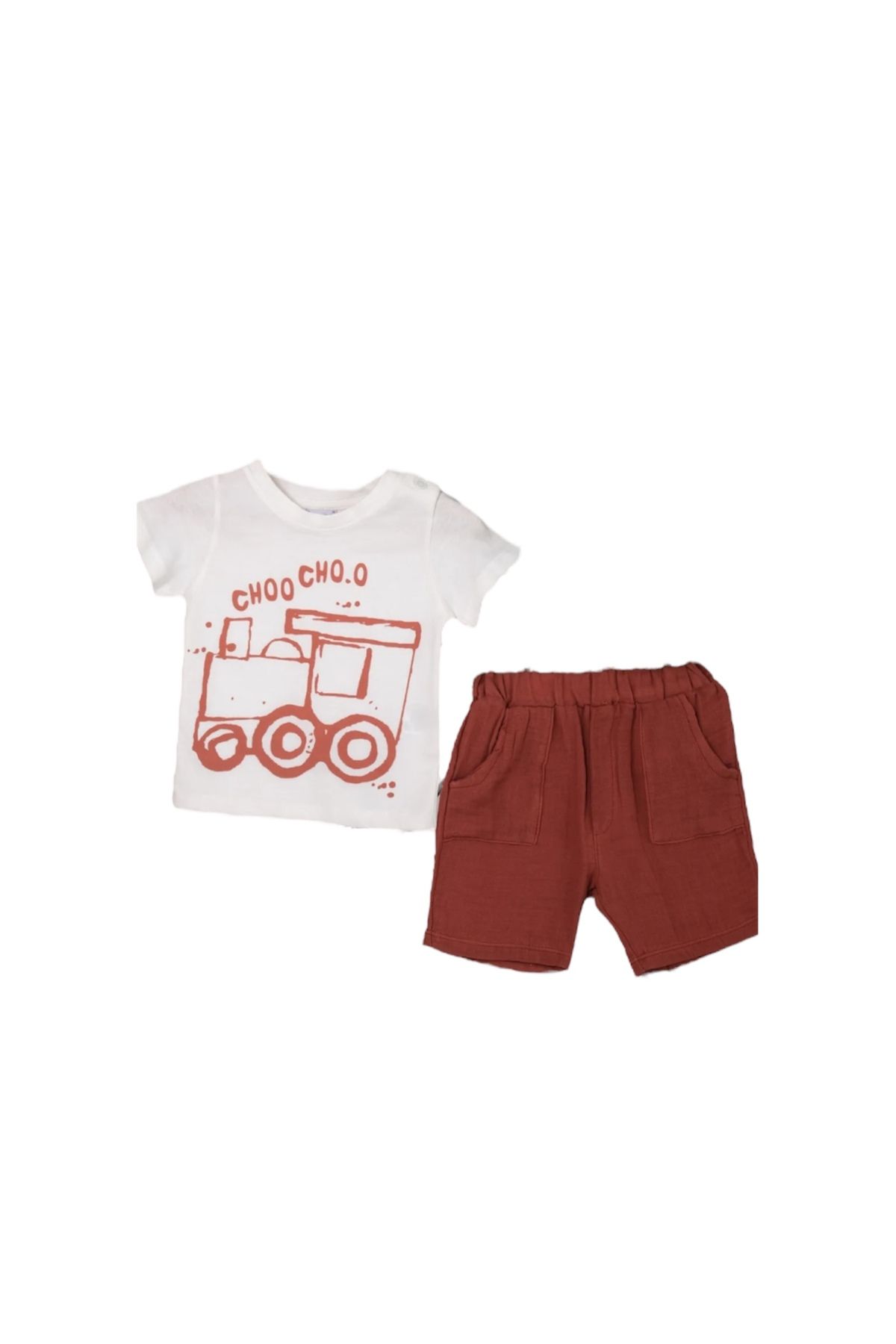 Pamuk kigs %100 Pamuk Unisex Baskılı T-shirt Ve Müslin Şort 2’li takım