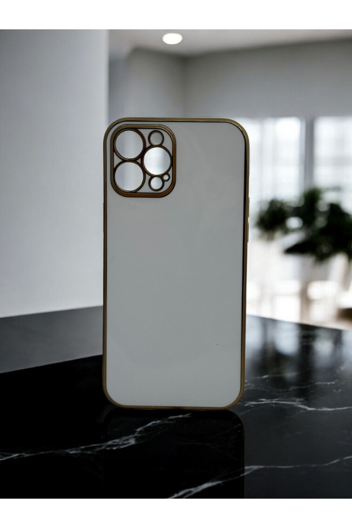 DUBİGOLD İPHONE 12 PRO MAX UYUMLU PARLAK GOLD DETAYLI BARK TELEFON KILIFI