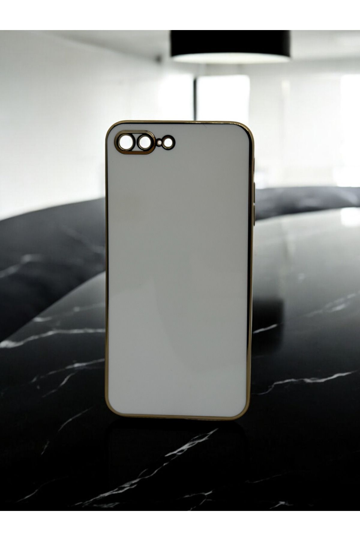 DUBİGOLD İPHONE 8 PLUS UYUMLU PARLAK GOLD DETAYLI BARK TELEFON KILIFI