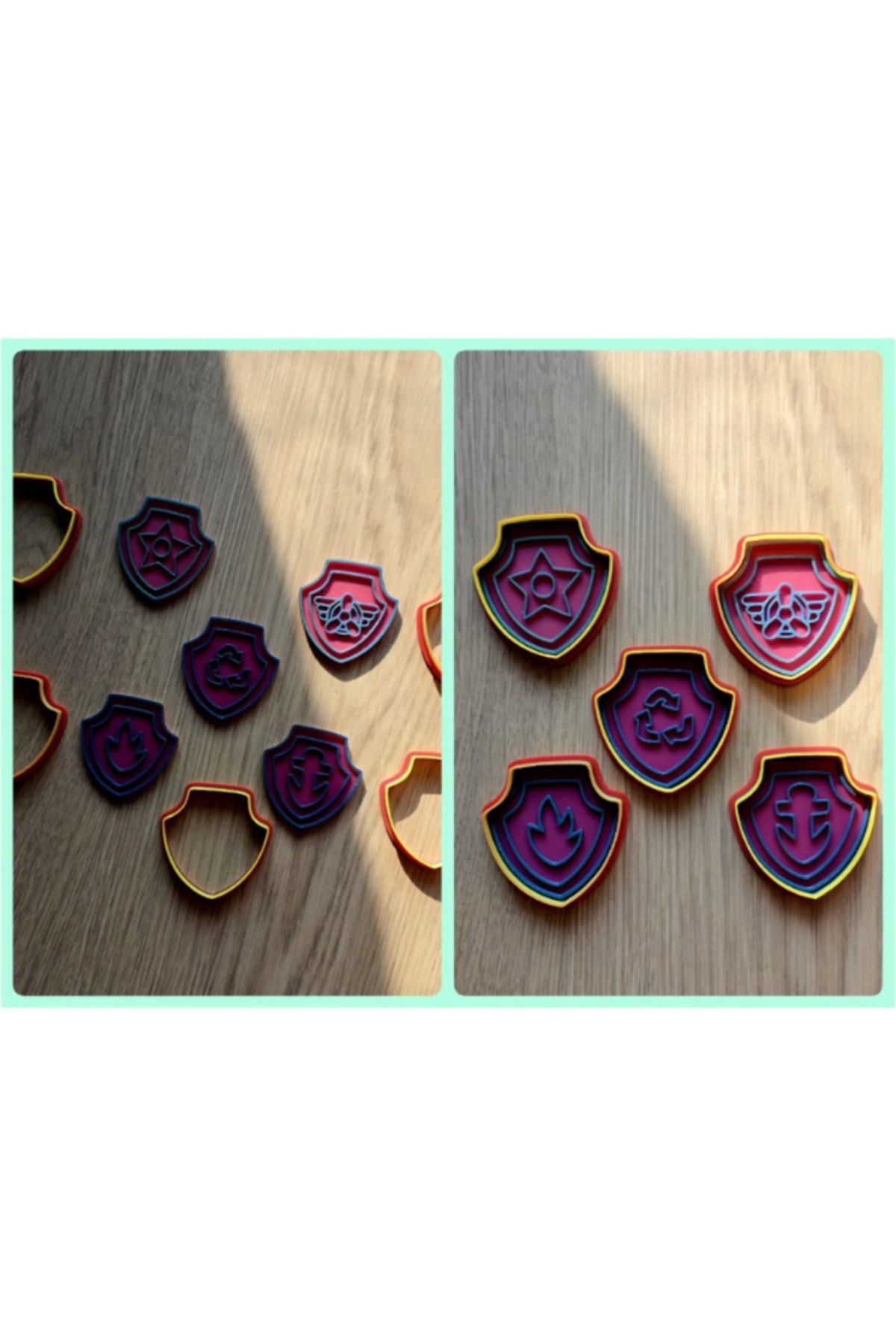Muhcu Home 10'Lu - Paw Patrol Rozet Modelleme Kurabiye Oyun Hamuru Kil Polimer Hamur Damga Kesici Kalıp Seti