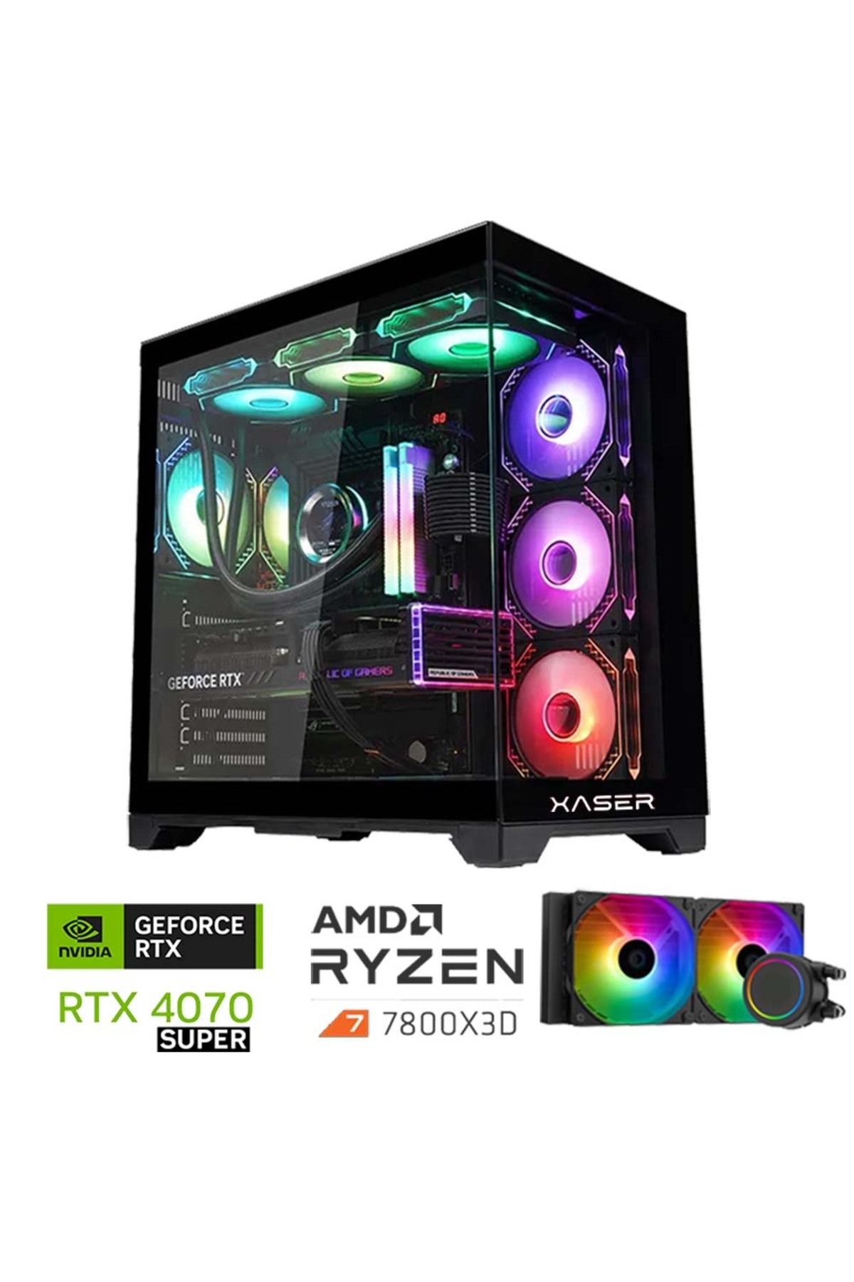 XASER Lexus x250 Ryzen 7 7800X3D 32GB DDR5 Ram 1TB M.2 NVMe SSD 8GB RTX4070 SUPER Sıvı Soğutmalı Oyu