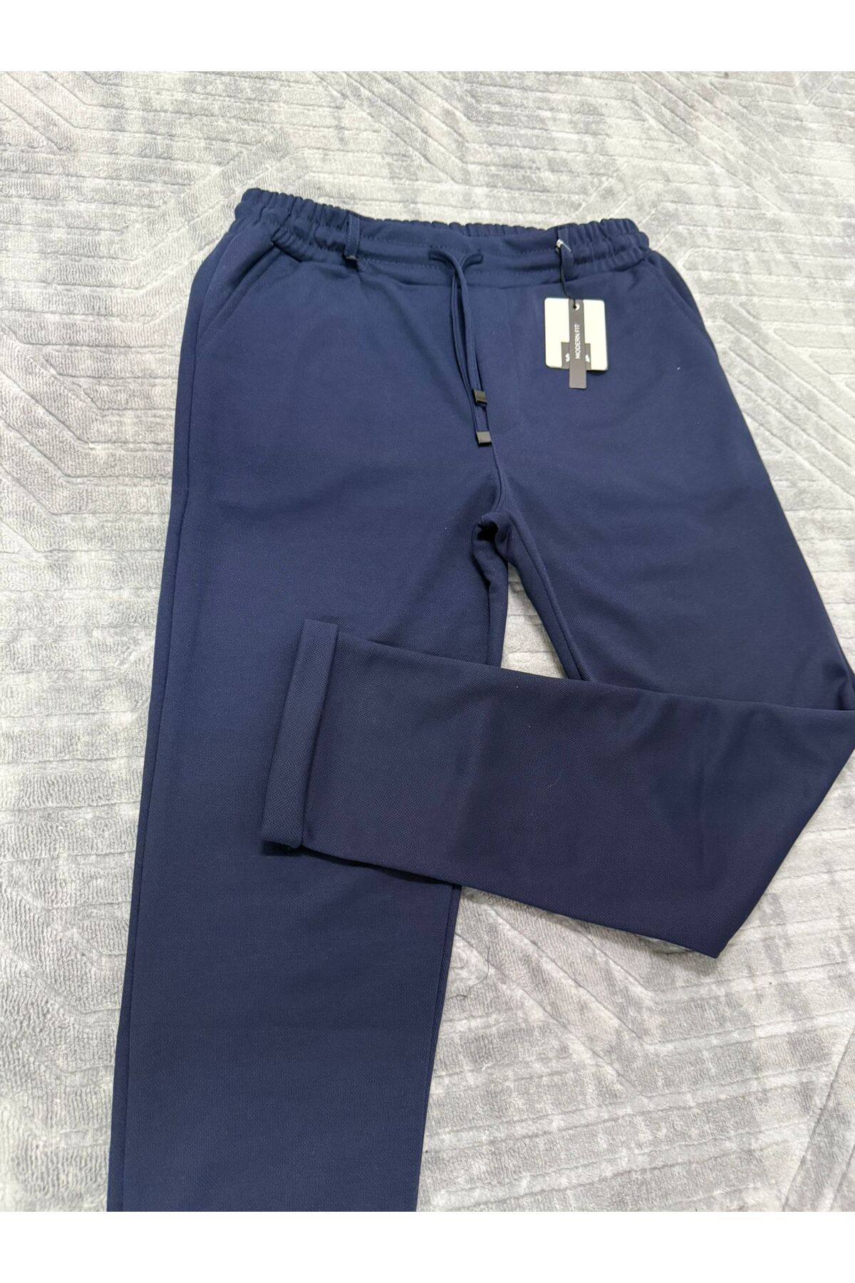 ŞOTALİFE ERKEK LACİVERT YANDAN CEPLİ BELİ LASTİKLİ BAĞCIKLI DUBLE PAÇA JOGGER PANTOLON
