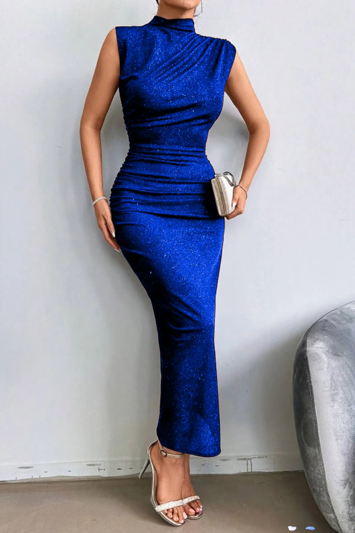 ALFUDO Moda Collection Sim Detaylı Drapeli Abiye Elbise