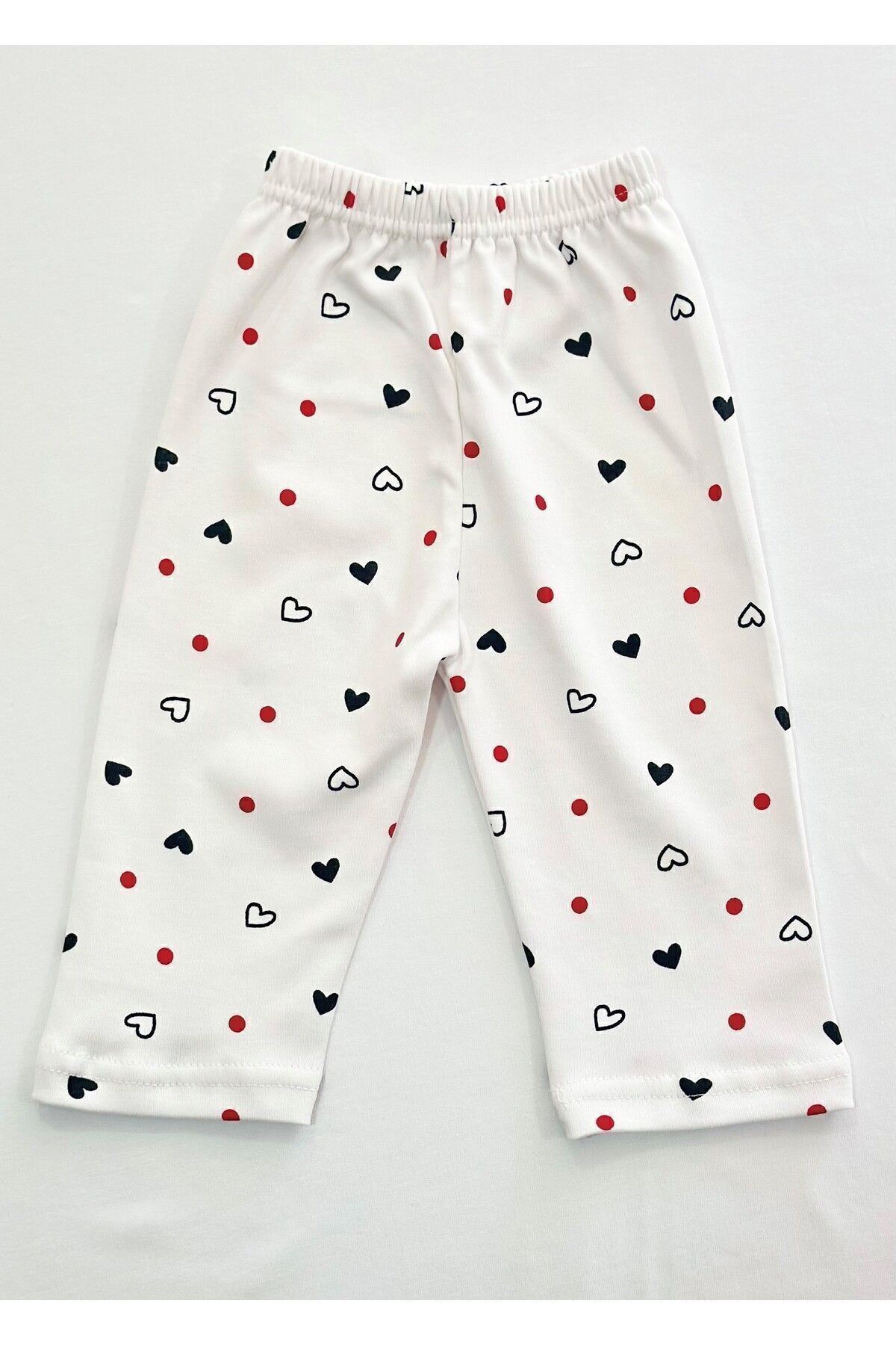 Drop Kids Bebek Pijama Uzun  Kalp Puan Desen %100 Pamuk Yenidoğan Çocuk Pijama fotoğrafı 5 (önizleme)