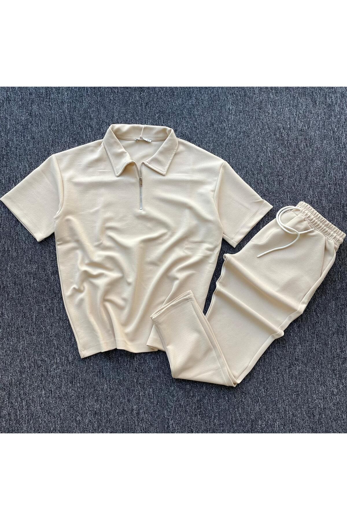 Pablomoda Fermuarlı Premium Petek Kumaş Erkek T-Shirt