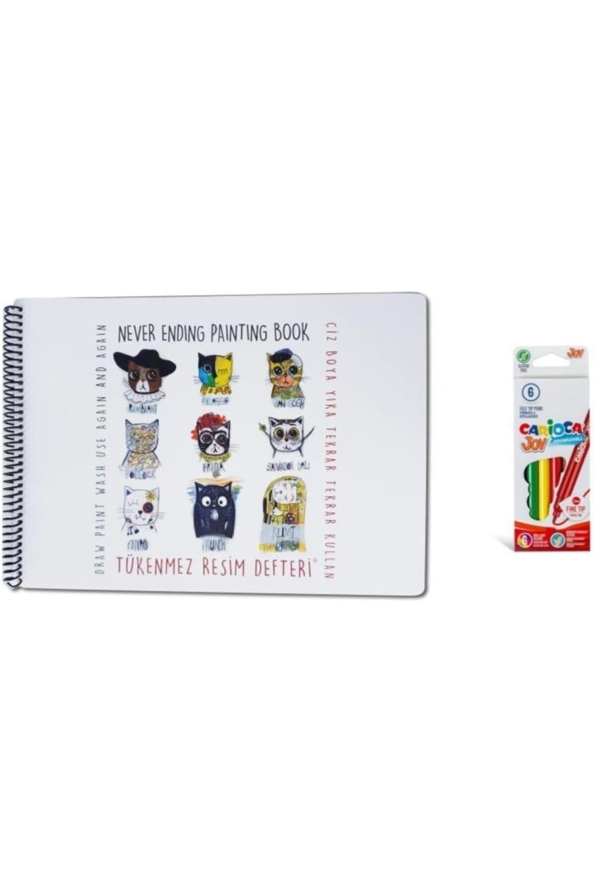 DERİK KADROĞLU Çocuk Tükenmez Resim Defteri 25x35cm ve Carioca 6 Lı Joy Set Yeni 1107872