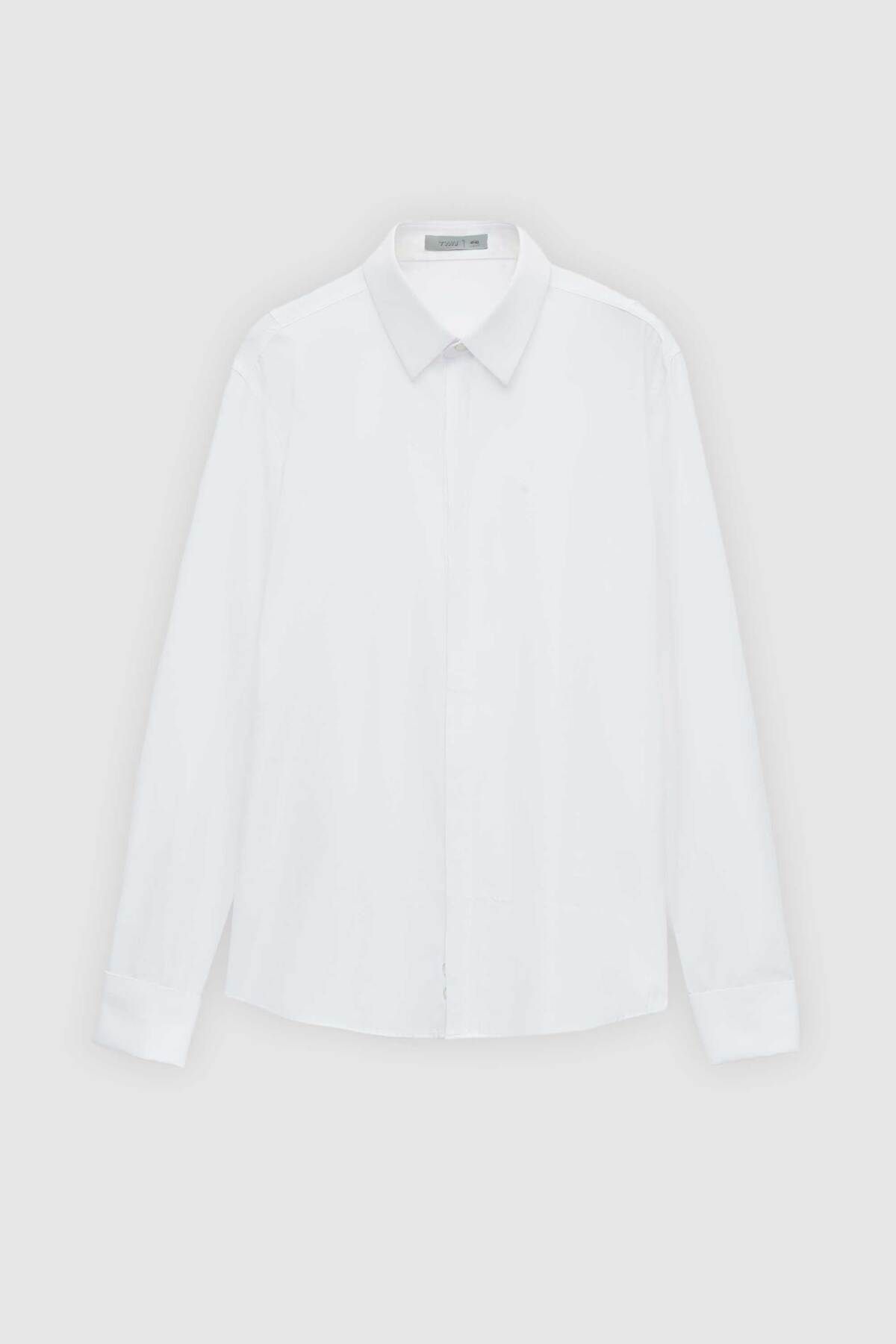 Twn Slim Fit Beyaz Armürlü Smokin Gömlek
