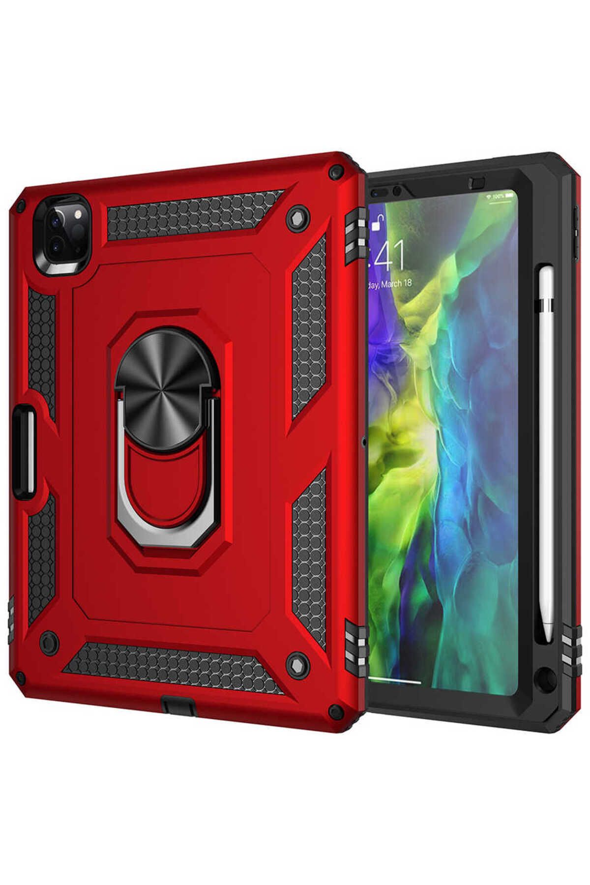 Uzaklarda Arama iPad Pro 11 2020 (2.Nesil) - Uyumlu Uyumlu UZRM Tablet Vega Kapak-Kırmızı